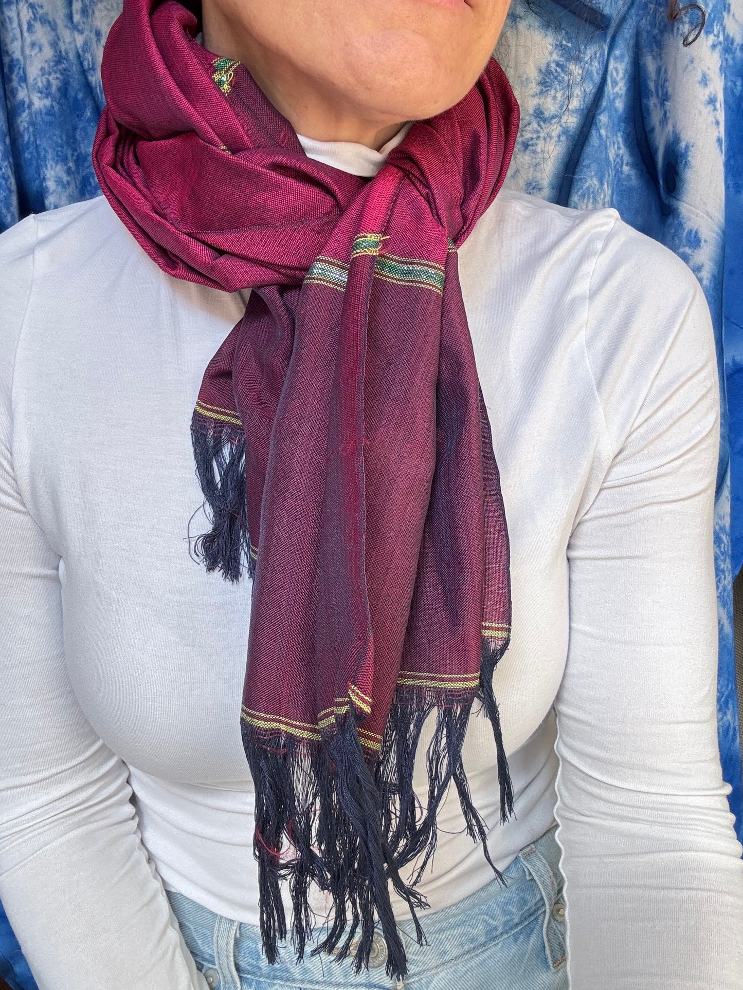 Pashmina stola sciarpa India bordeaux