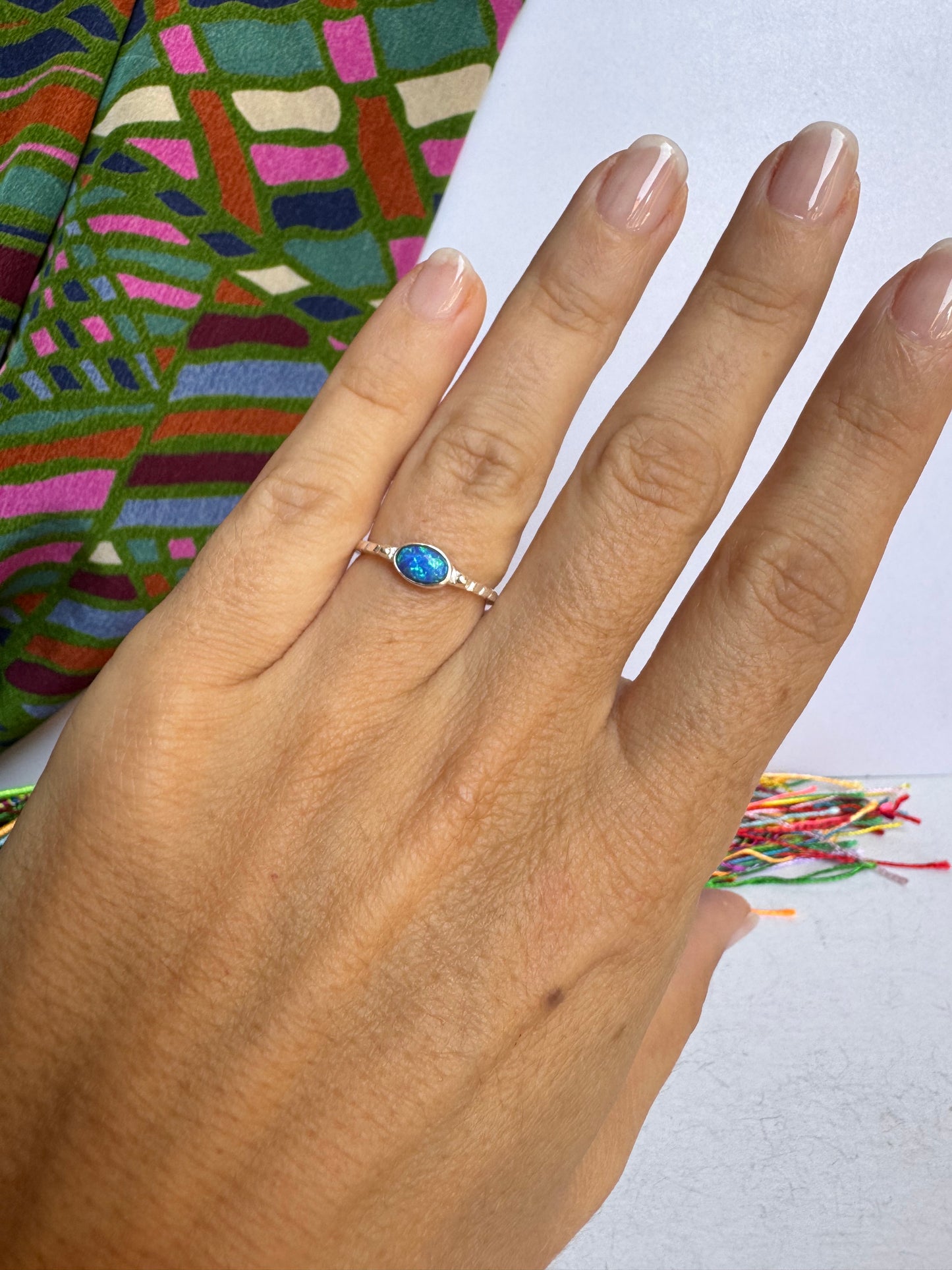 Anello argento 925 rana opale blu misura 11/12  16OP