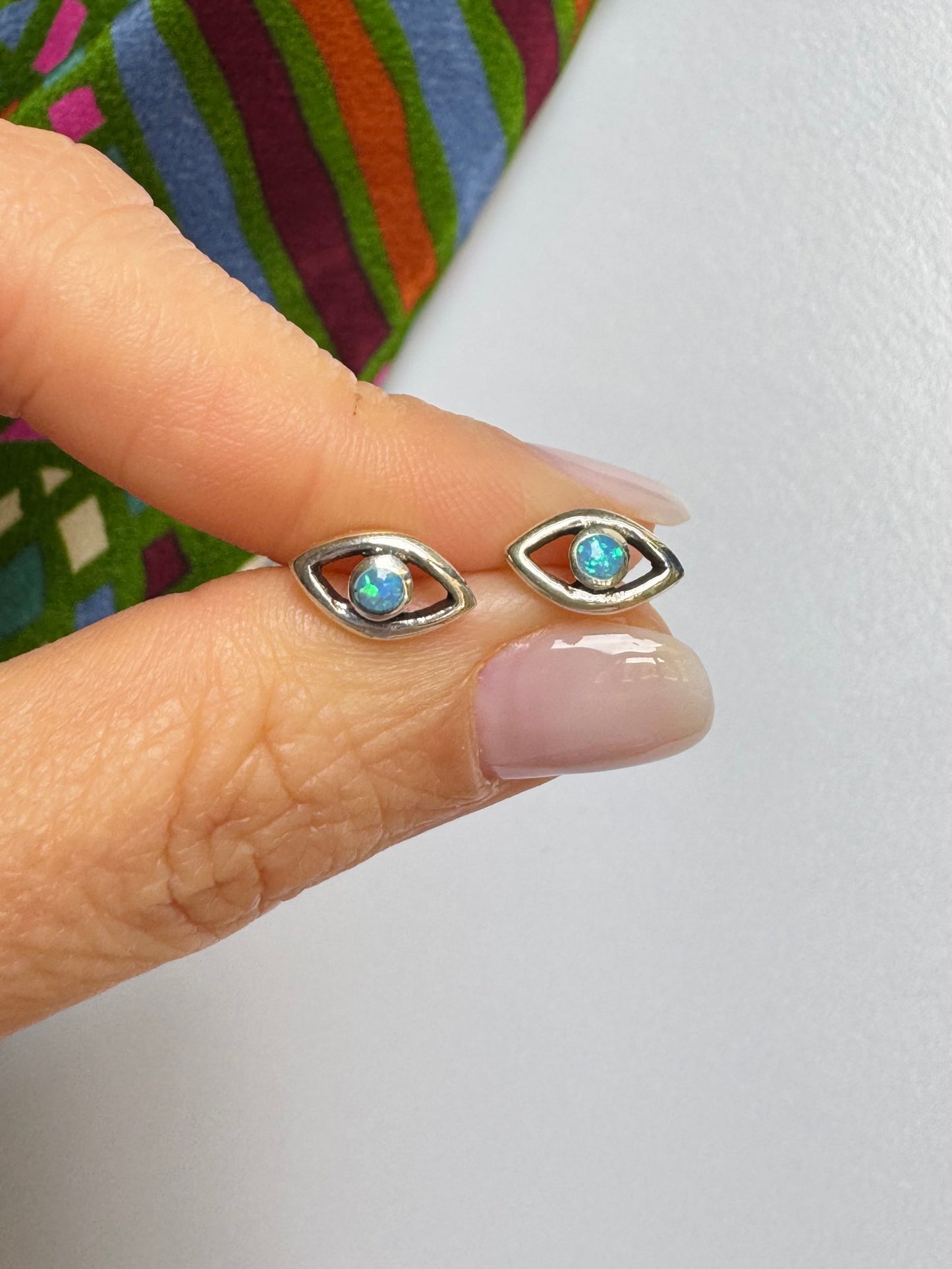 Orecchini lobo argento 925 opale azzurro