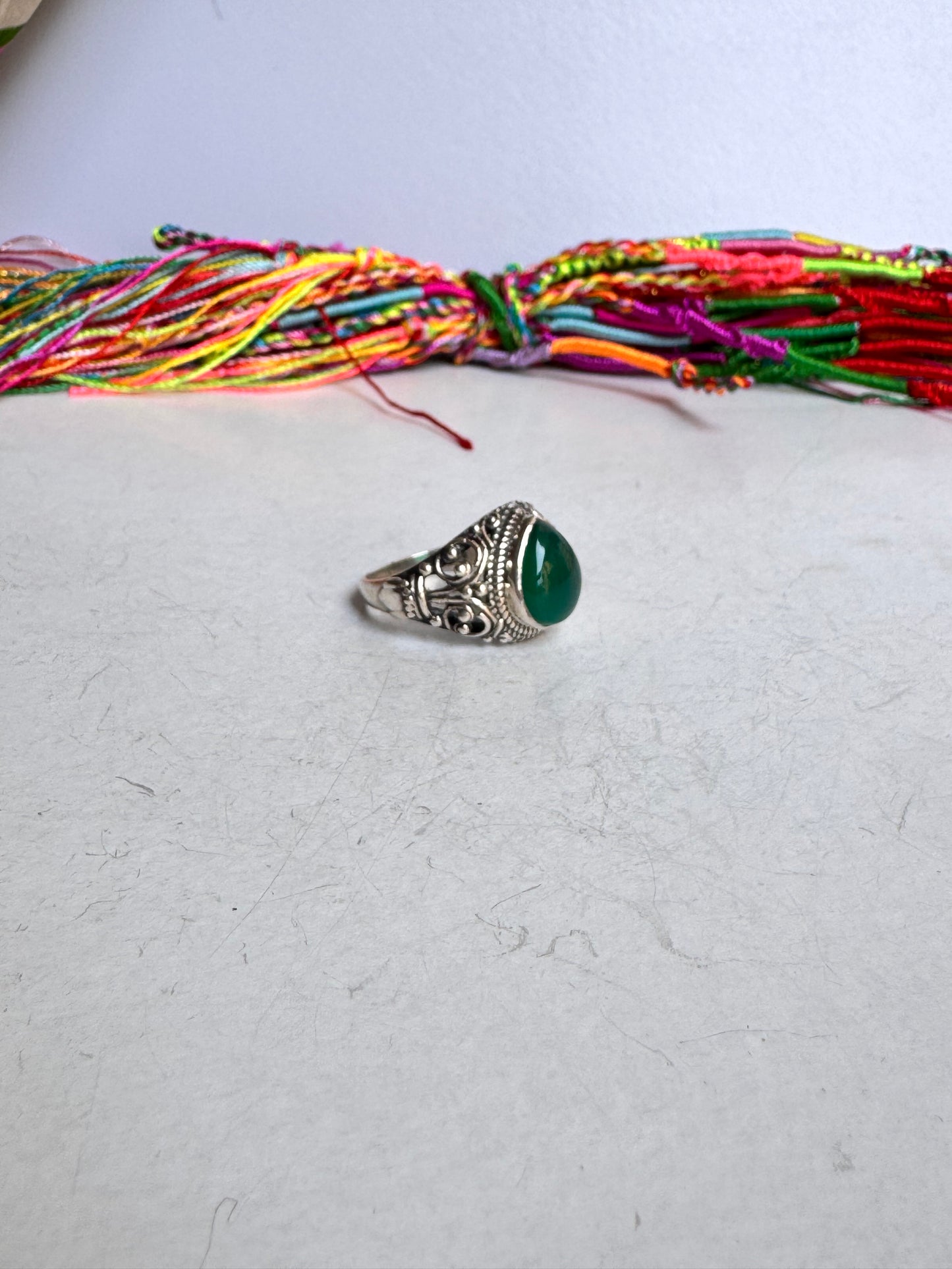 925 silver ring green onyx size 17