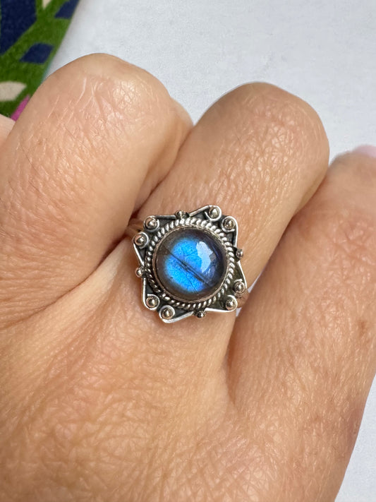 Anello argento 925 labradorite misura 14 - 42SZ