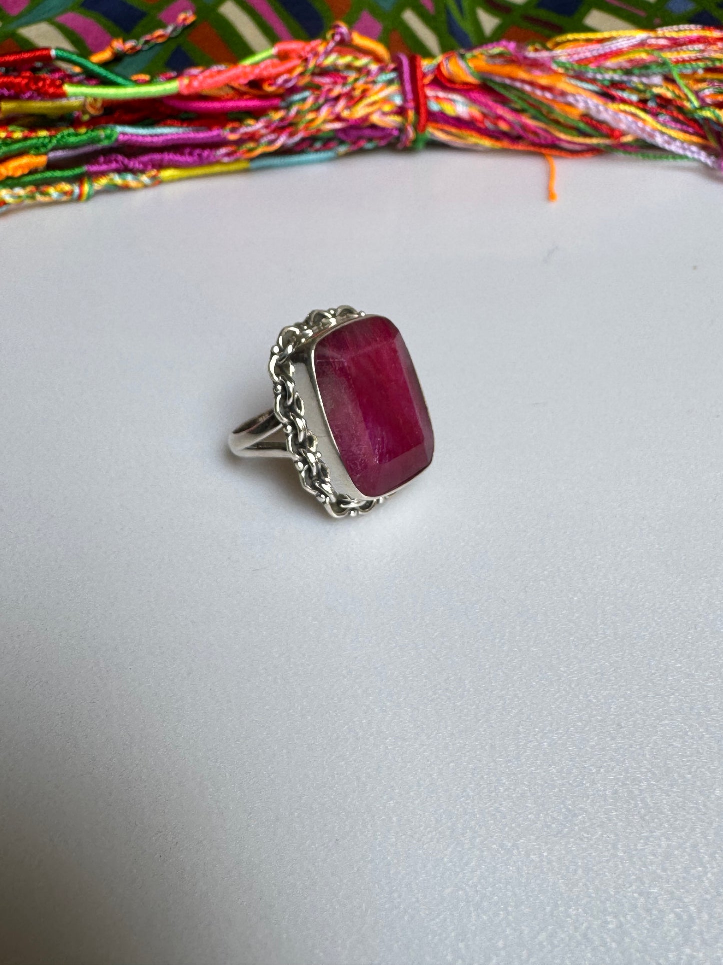 Anello argento 925 radice di rubino misura 15 - 13AM