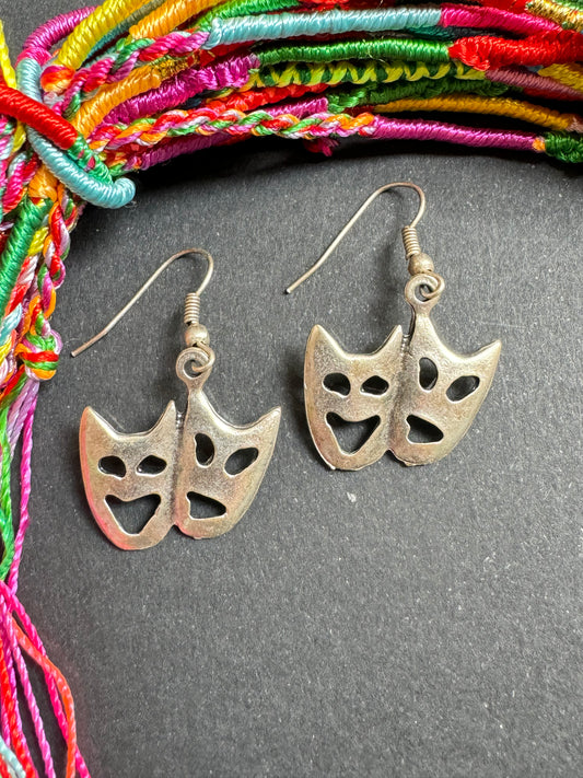 Zamak double mask earrings