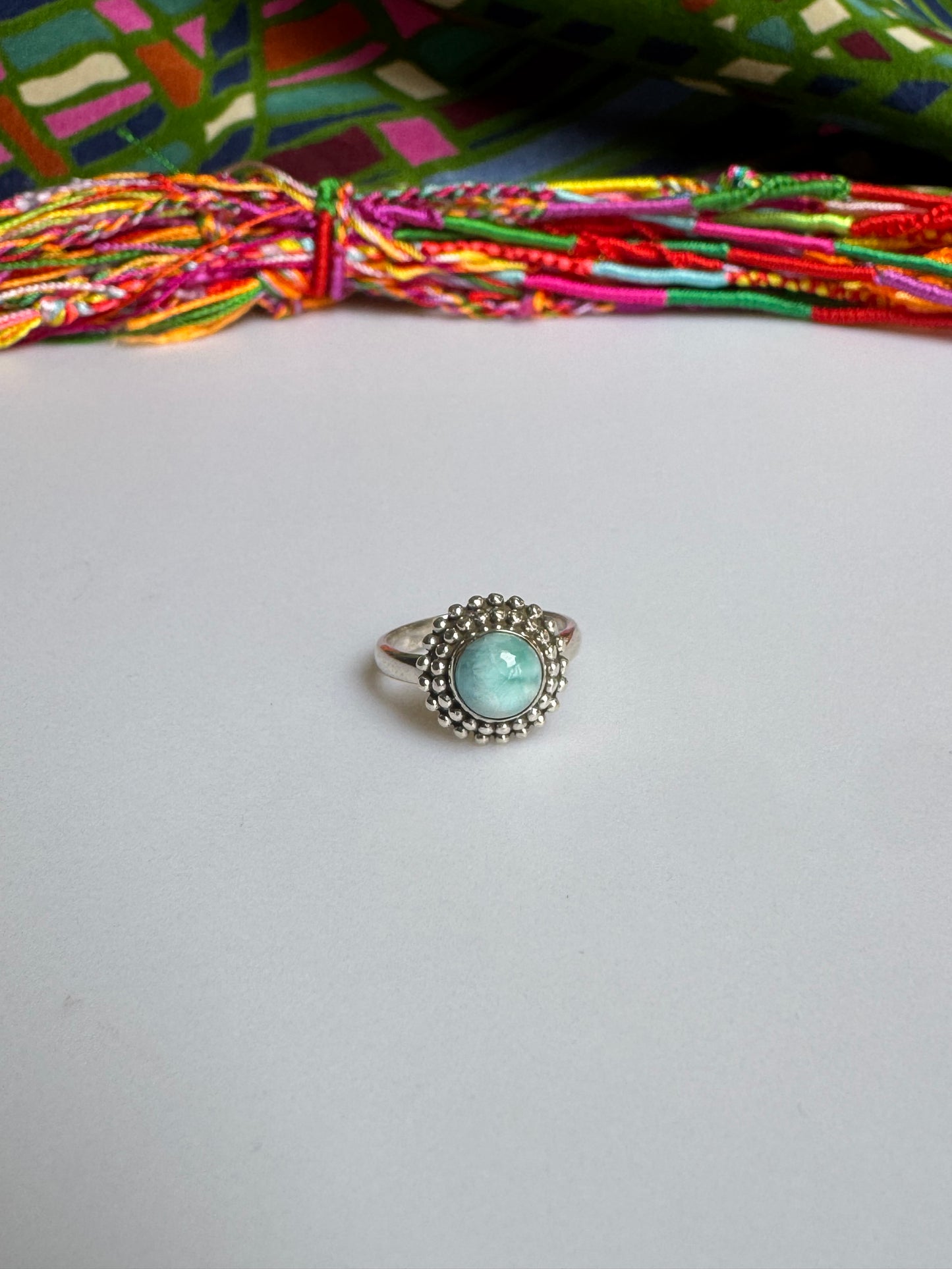925 silver larimar ring size 10/11 2L