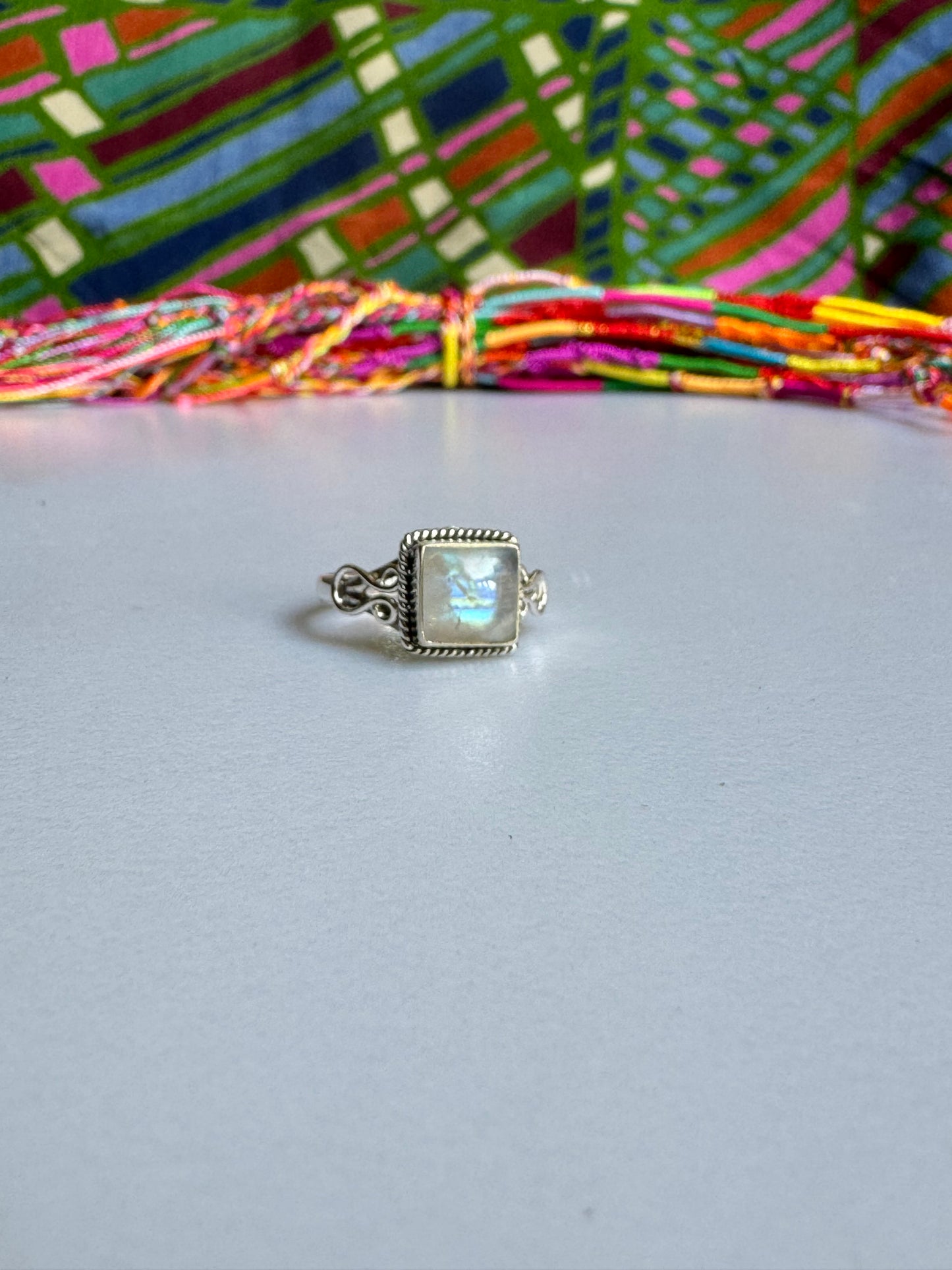 Ring silver925 Rainbow moonstone E75