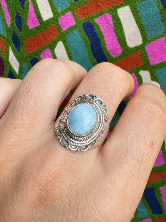 925 silver ring larimar T86