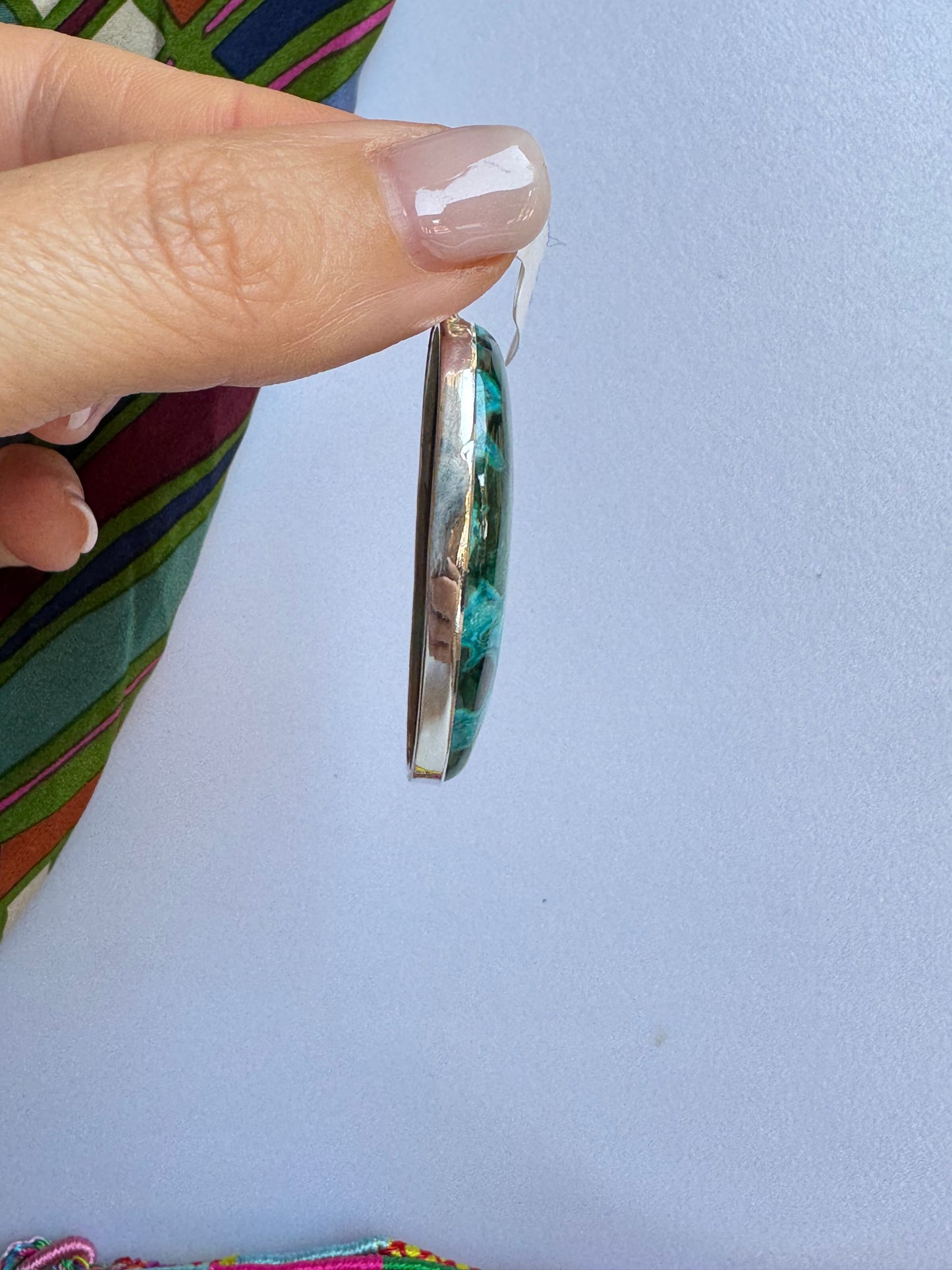 Ciondolo argento 925 crisocolla malachite 20K