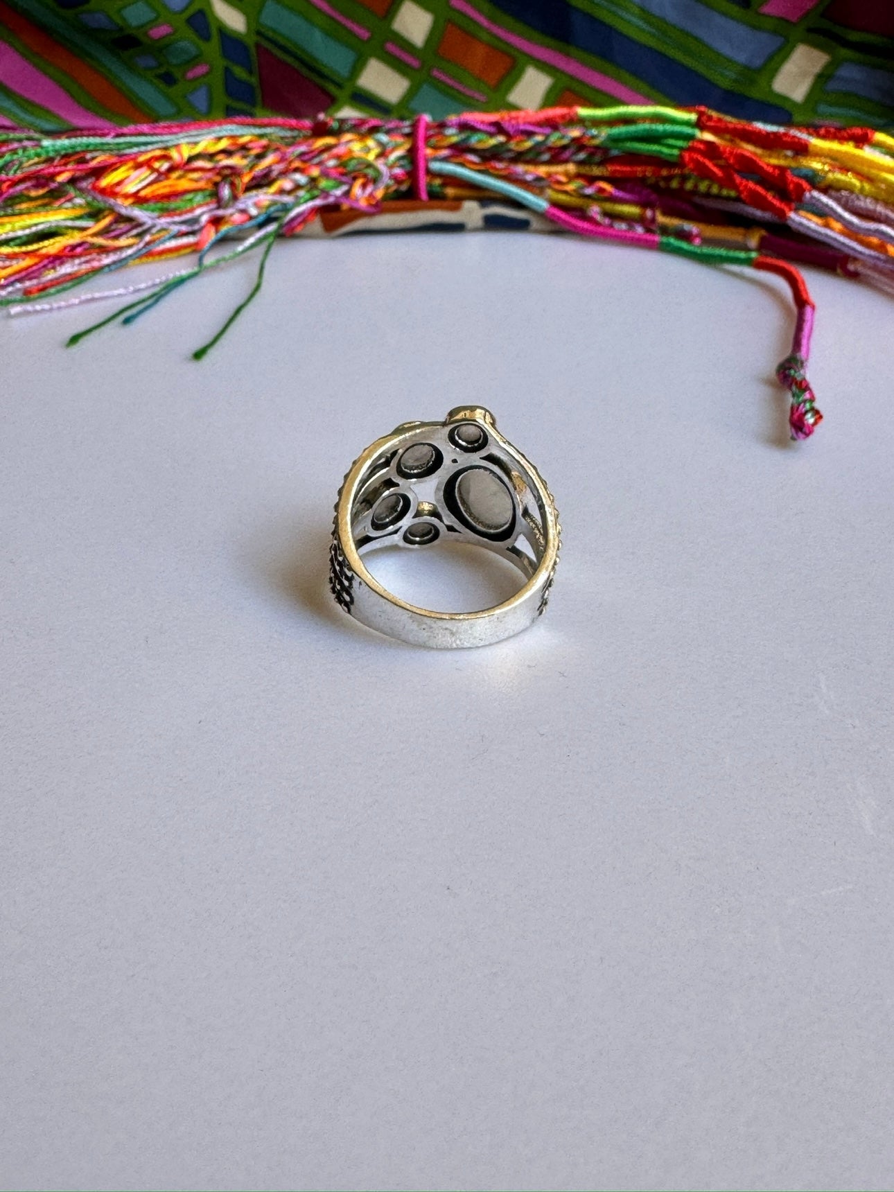 Boho silver moonstone ring