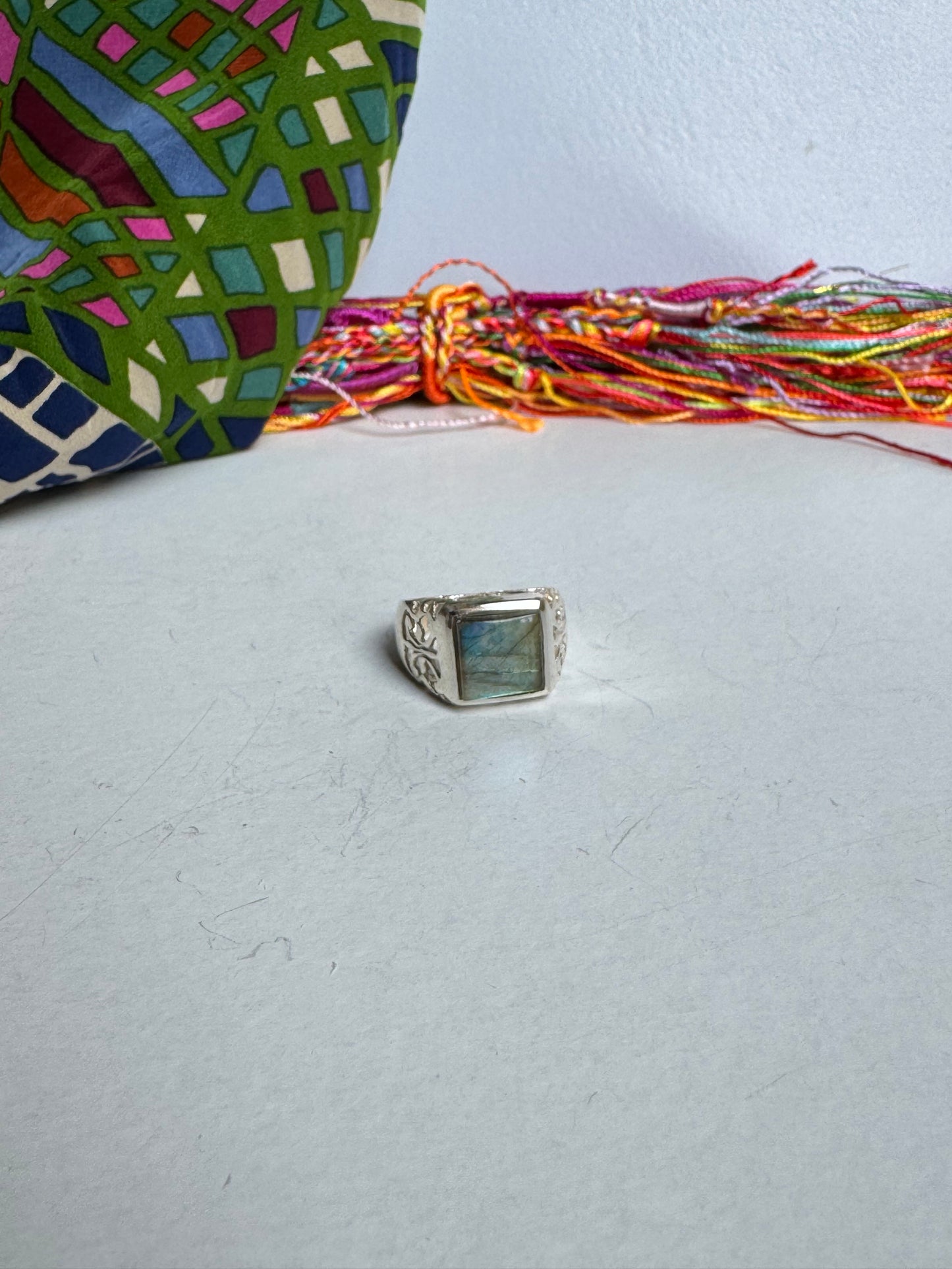 Ring Silber 925 Labradorit Größe 15 - 12K