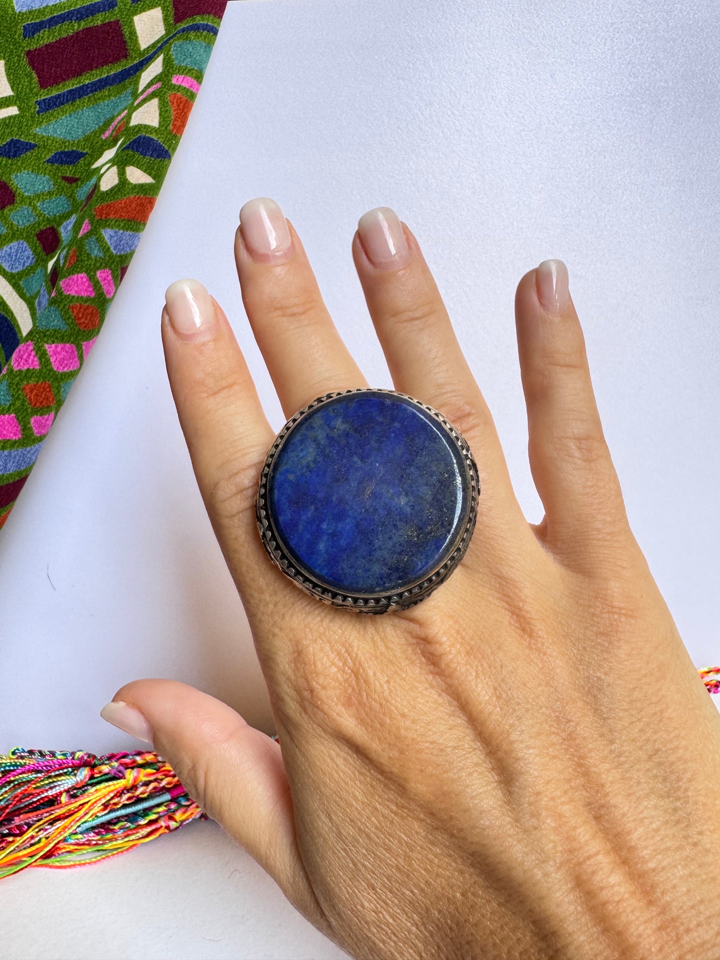 Anello antico pietra dura lapislazzuli vintage misura 19/20