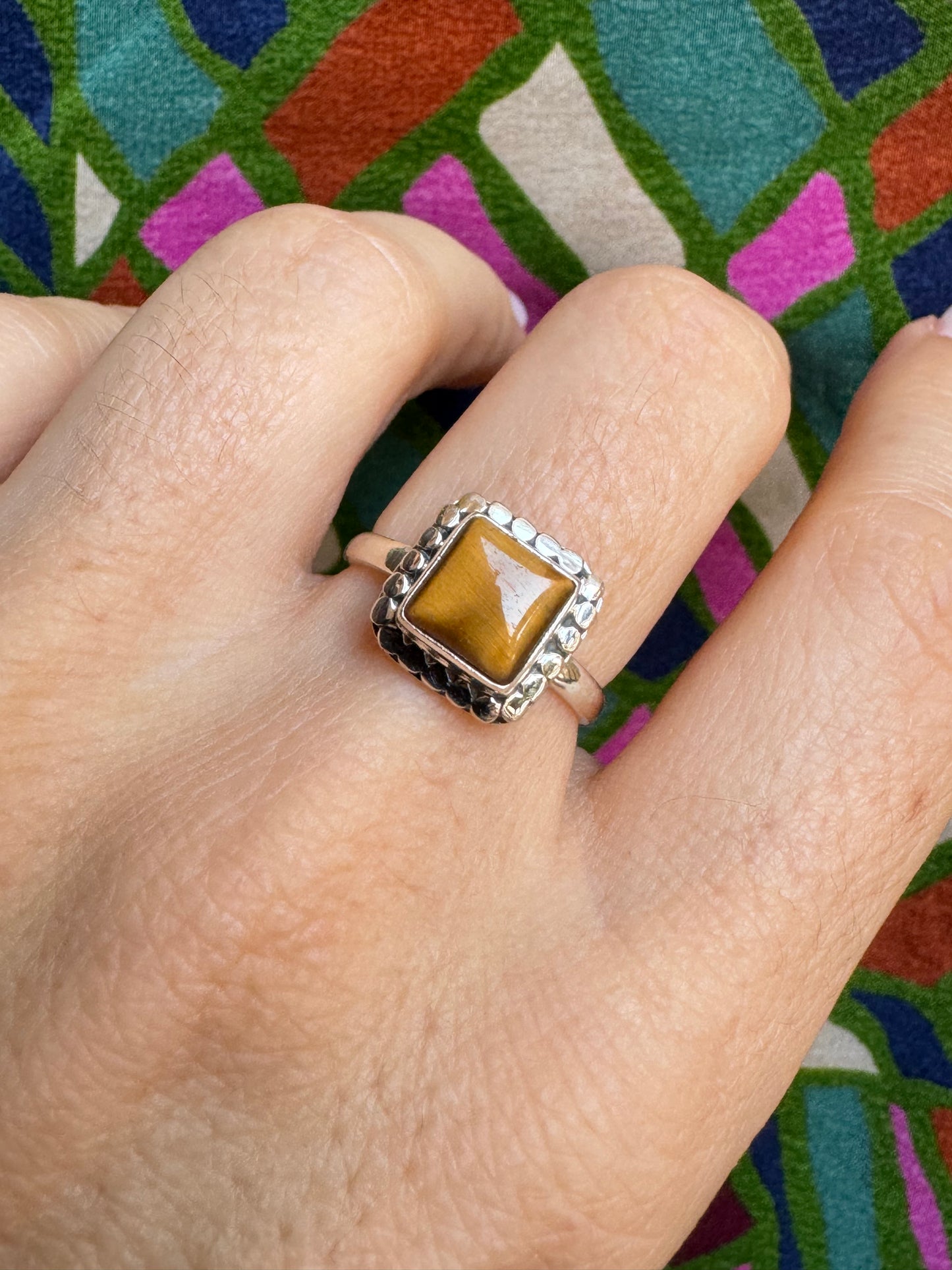 925 silver tiger eye ring T82