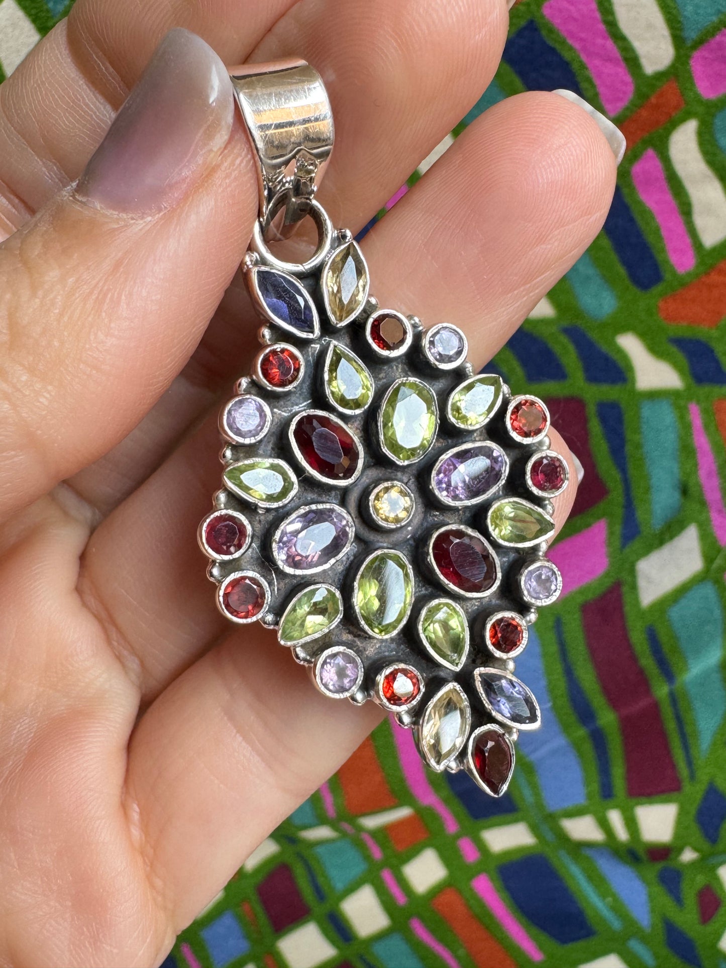 925 silver multi-stone pendant 20L