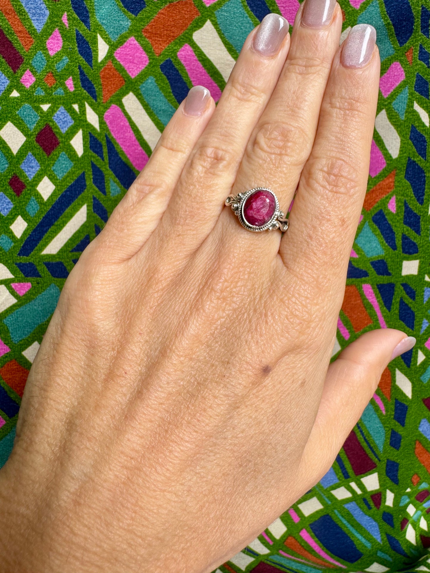 Anello argento 925 radice di rubino misura 16 - 14AM