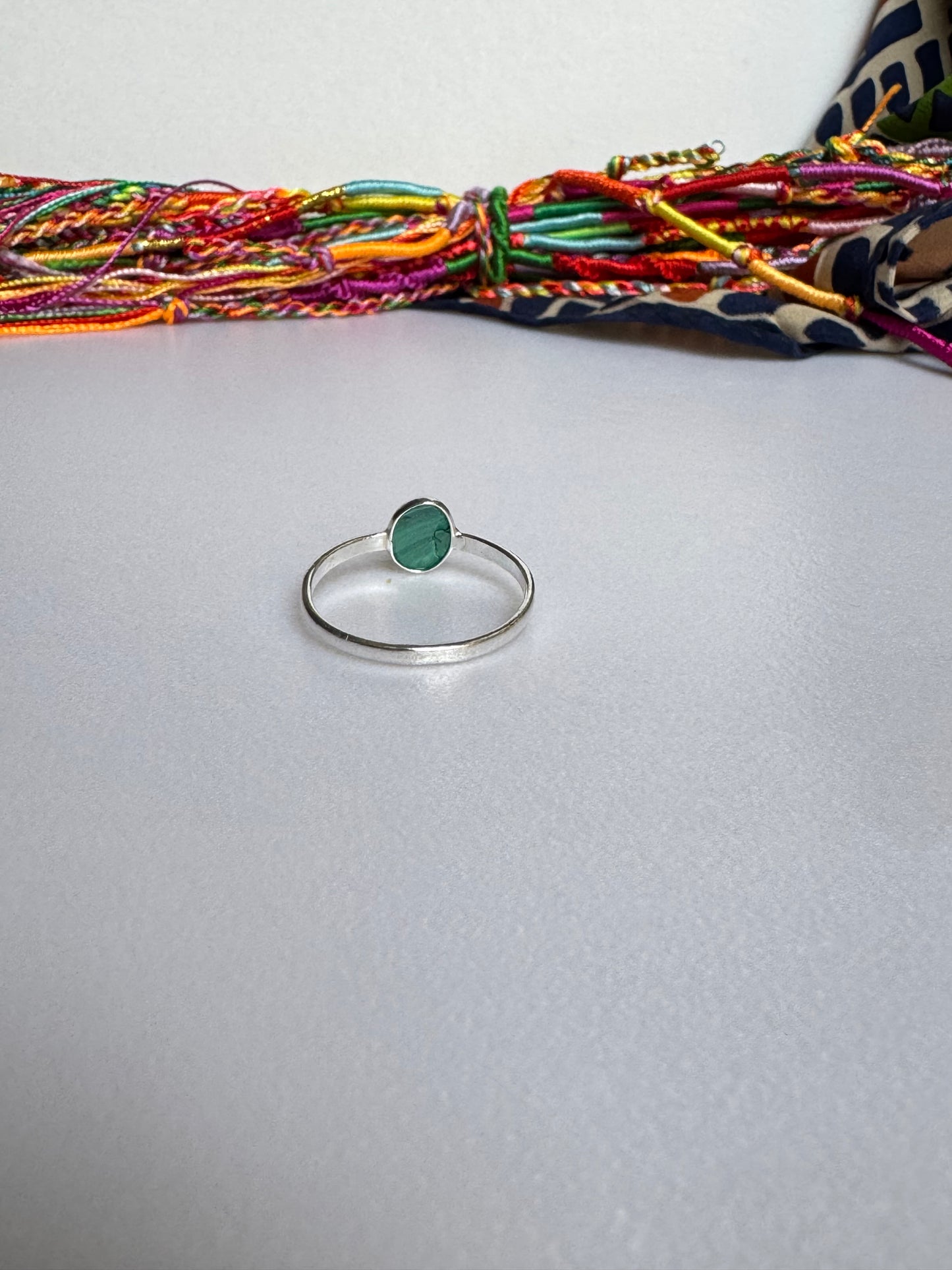 Anello argento 925 malachite misura 22 M17