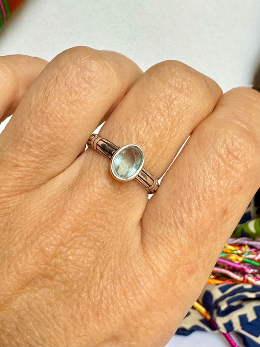 Anello argento 925 acquamarina misura 14 - 5AQ