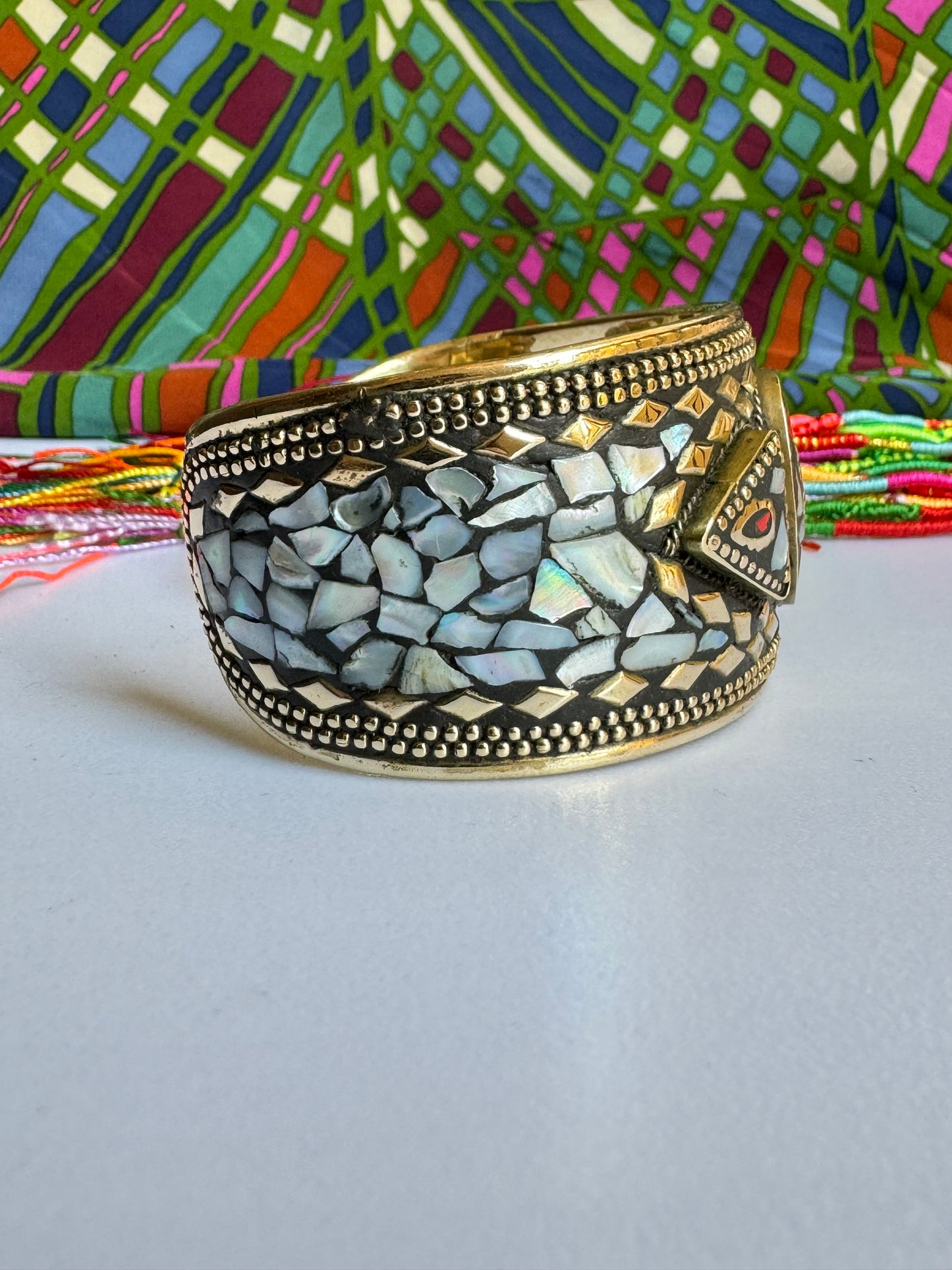 Bracciale nepalese mosaico madreperla