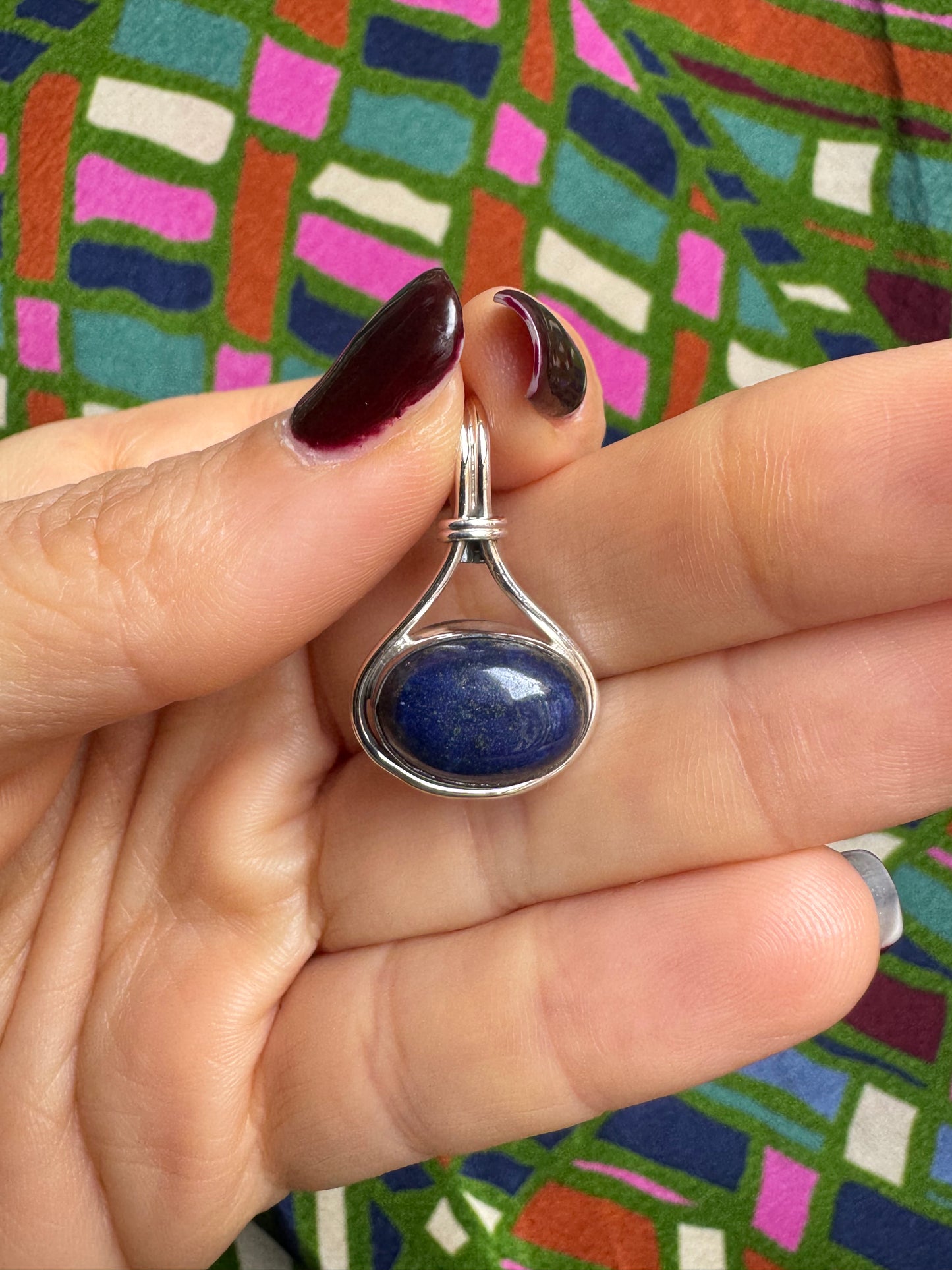 925 Silver Pendant Lapis C59