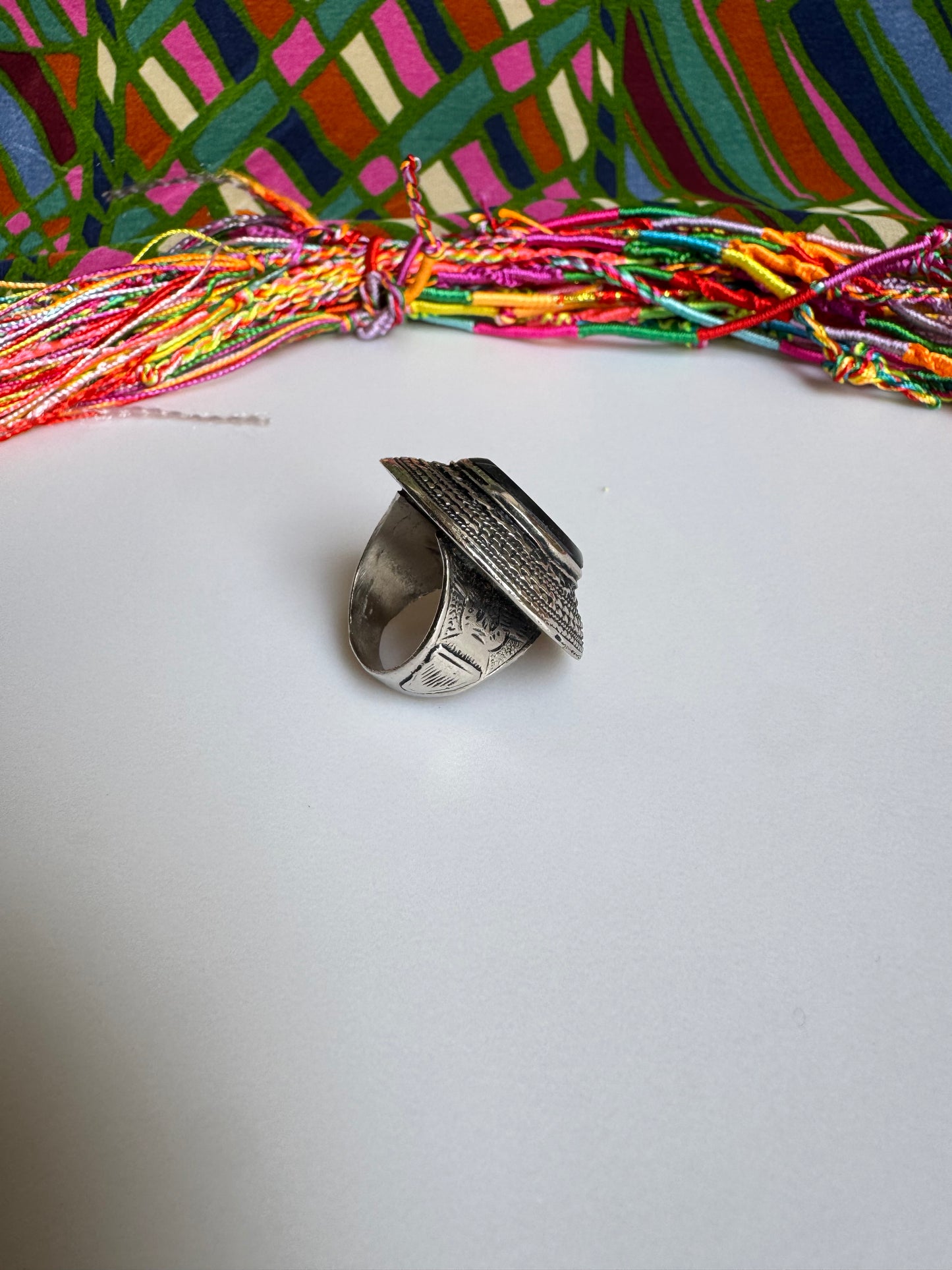 Antique vintage agate stone ring