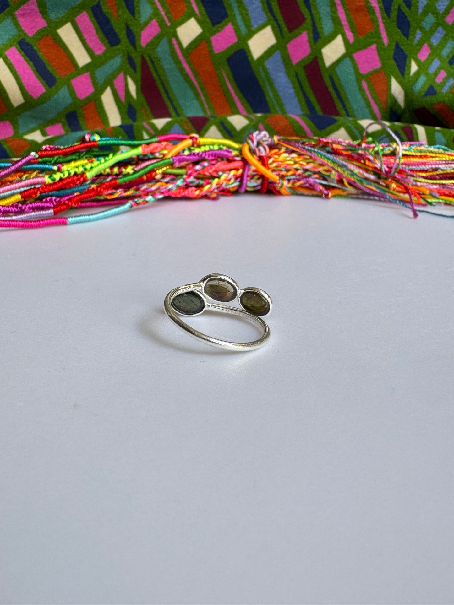 Adjustable 925 silver tourmaline ring size 21 - TA49 defective