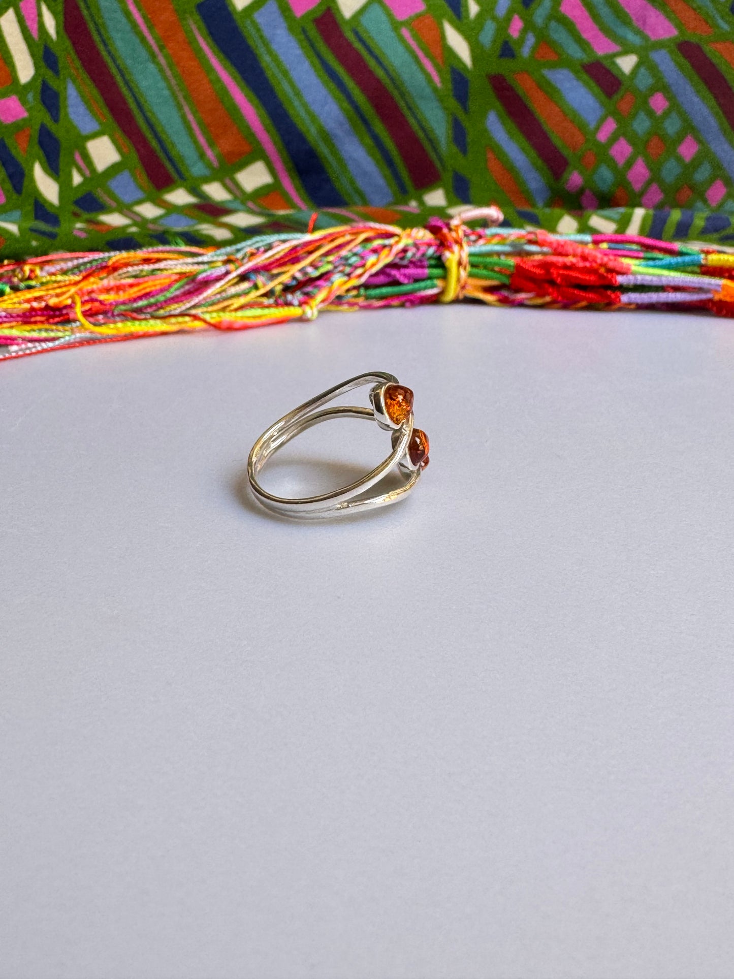 925 silver amber ring size 20 22A