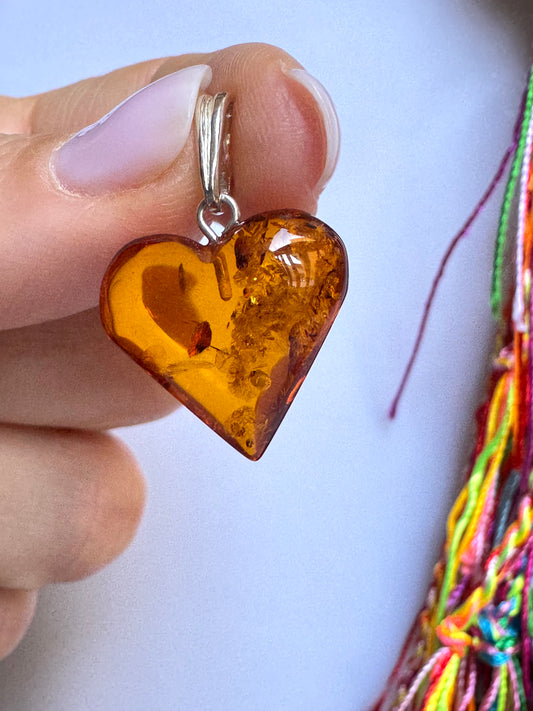 Pendente ciondolo argento925 ambra V2