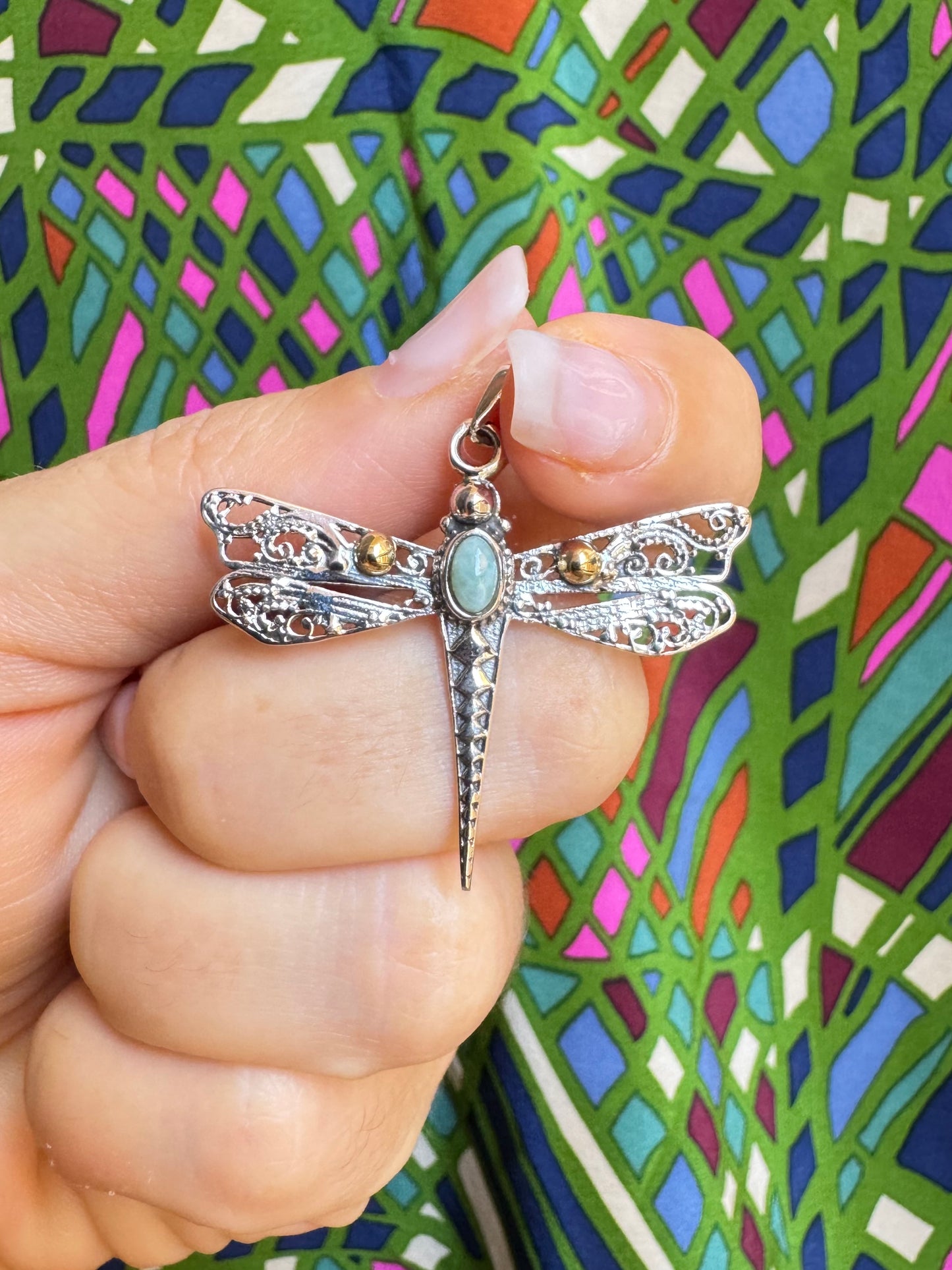 925 silver larimar pendant F30