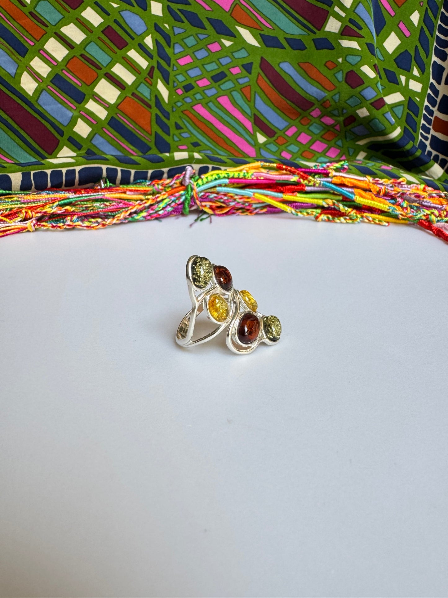 925 silver amber ring size 19 36A