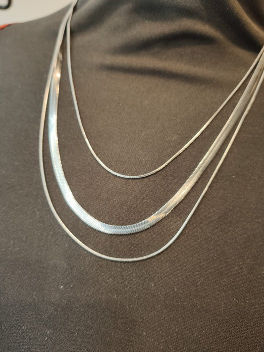 Multi-strand steel snake choker necklace