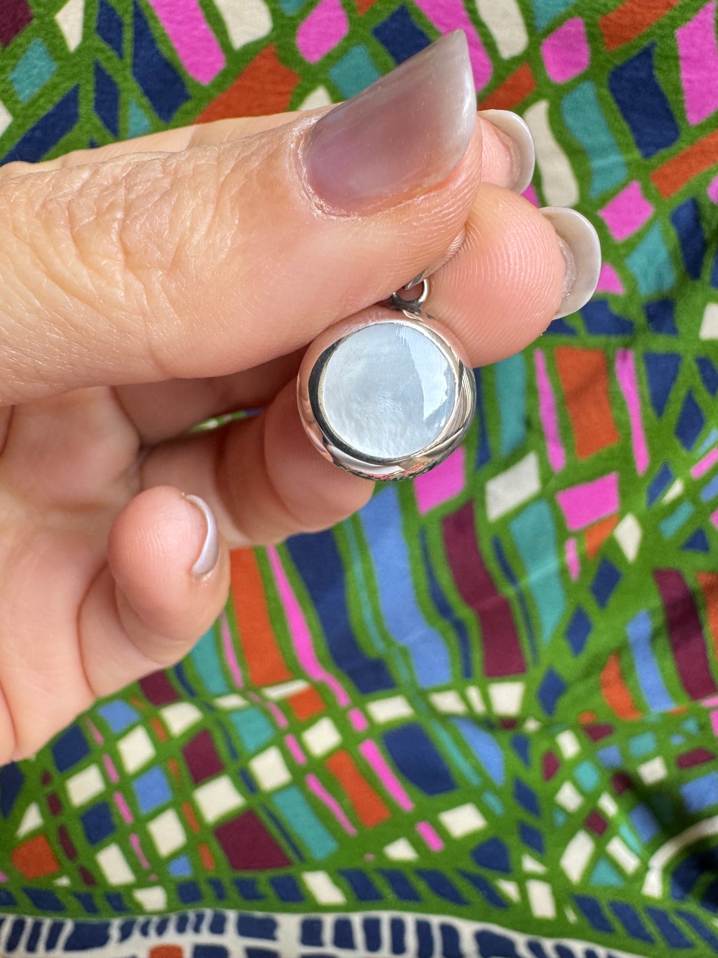 925 silver pendant with turquenite and mother-of-pearl 2L