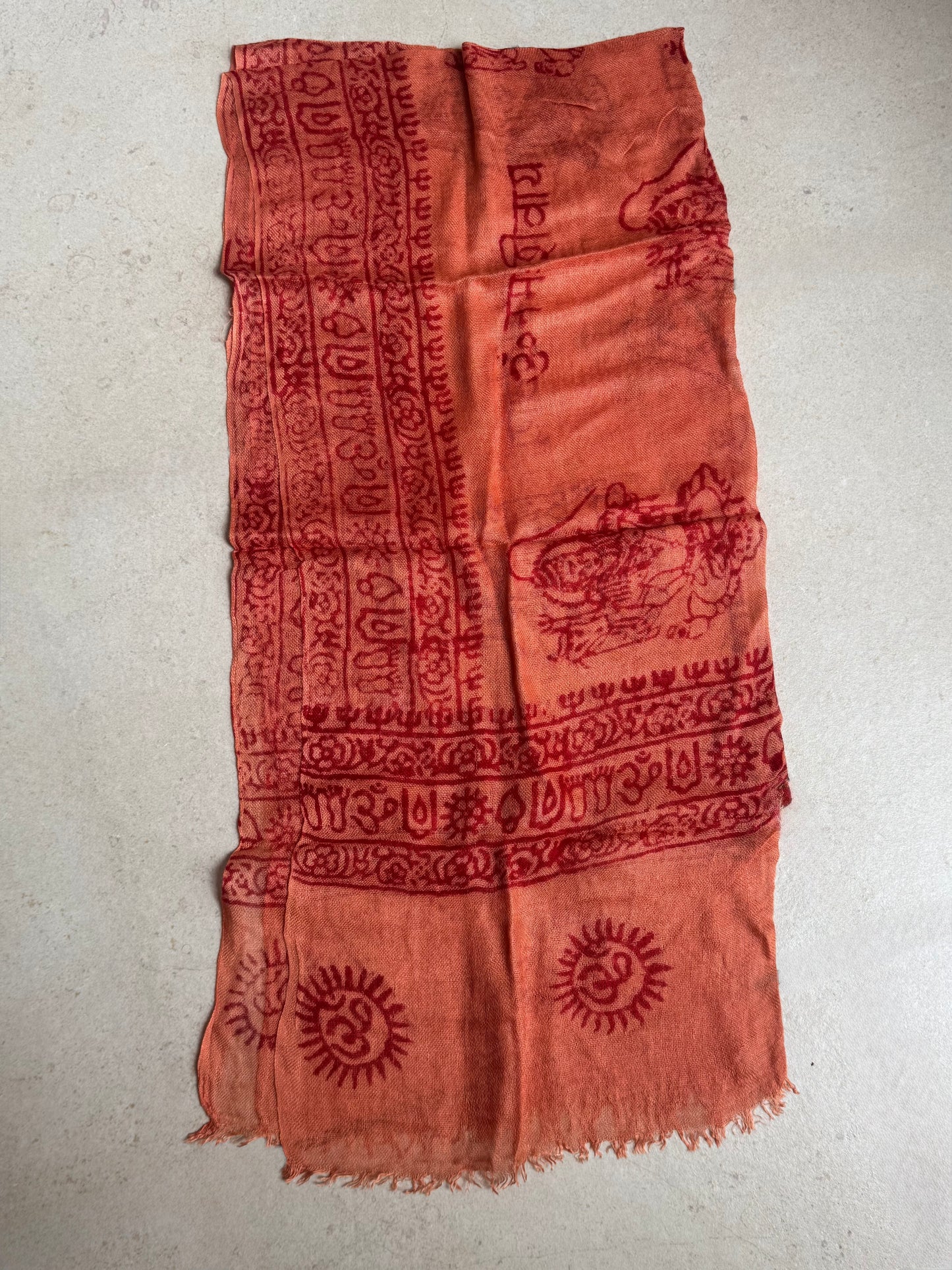 Pashmina sciarpa India arancione ohm e Shiva