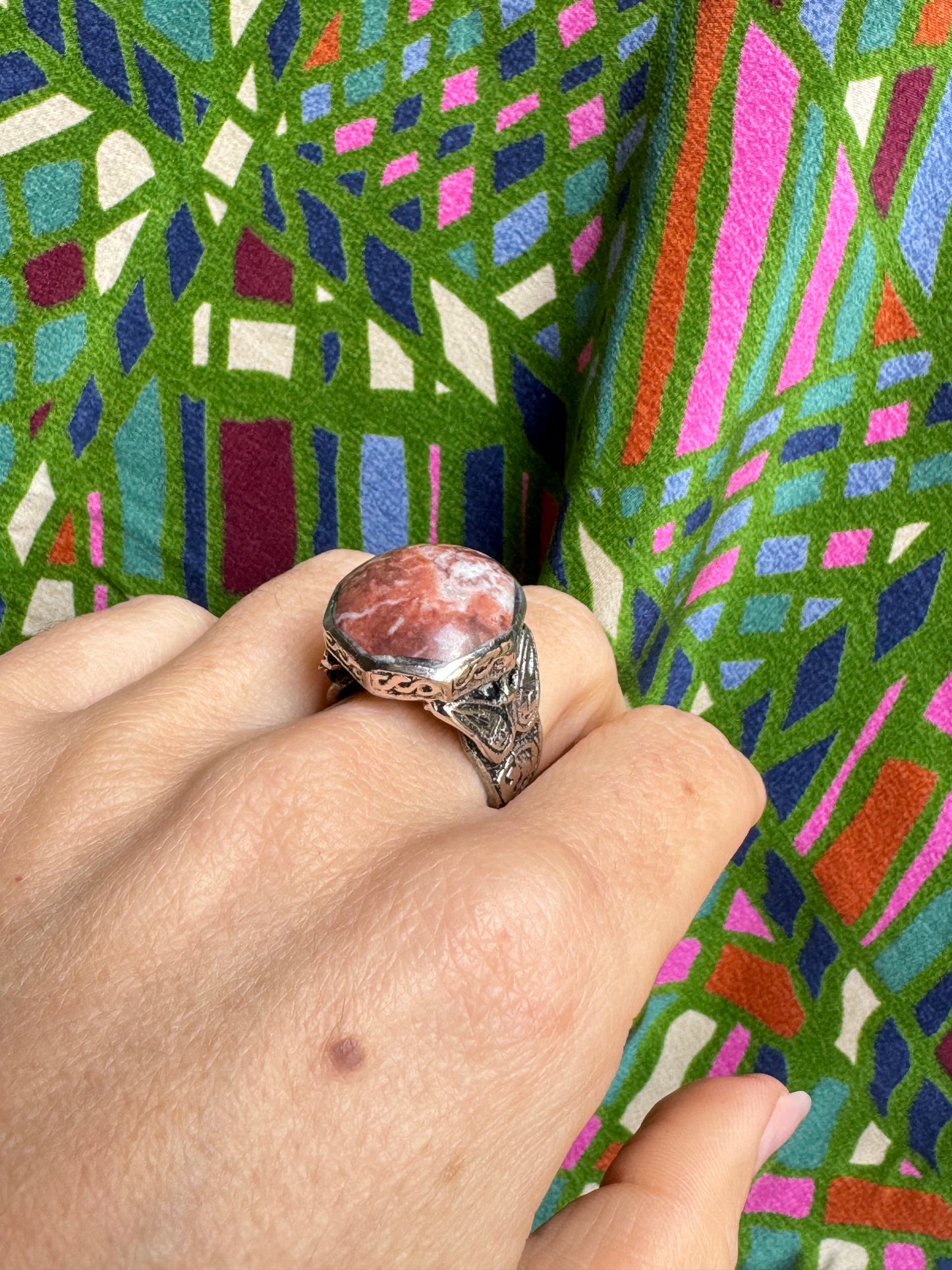 Antique vintage hard stone ring