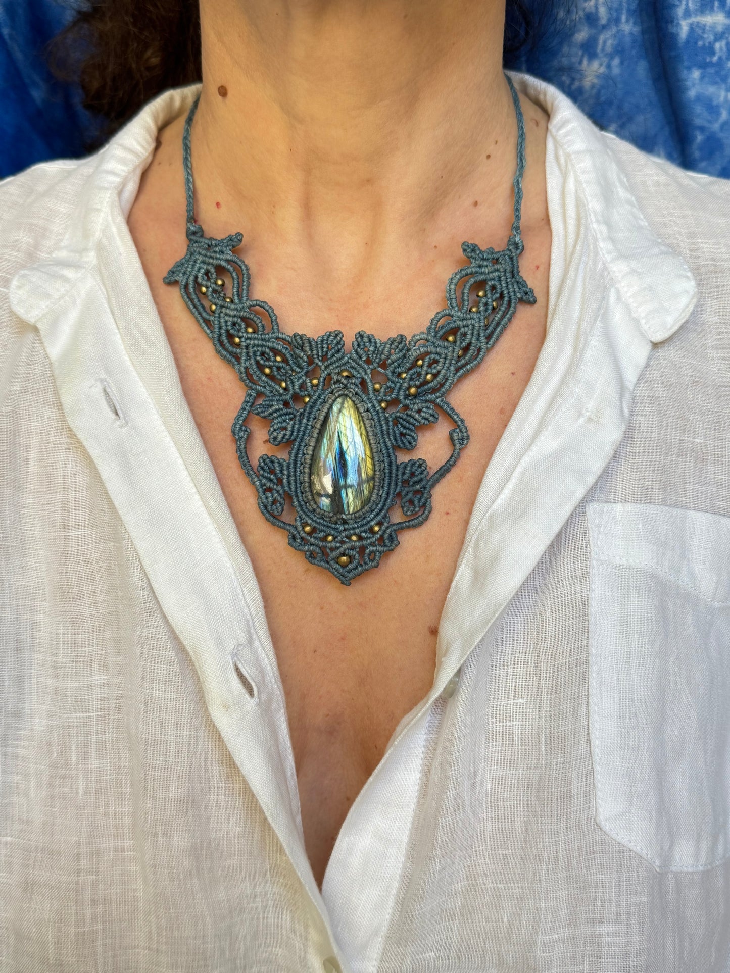 Collana macramè labradorite A