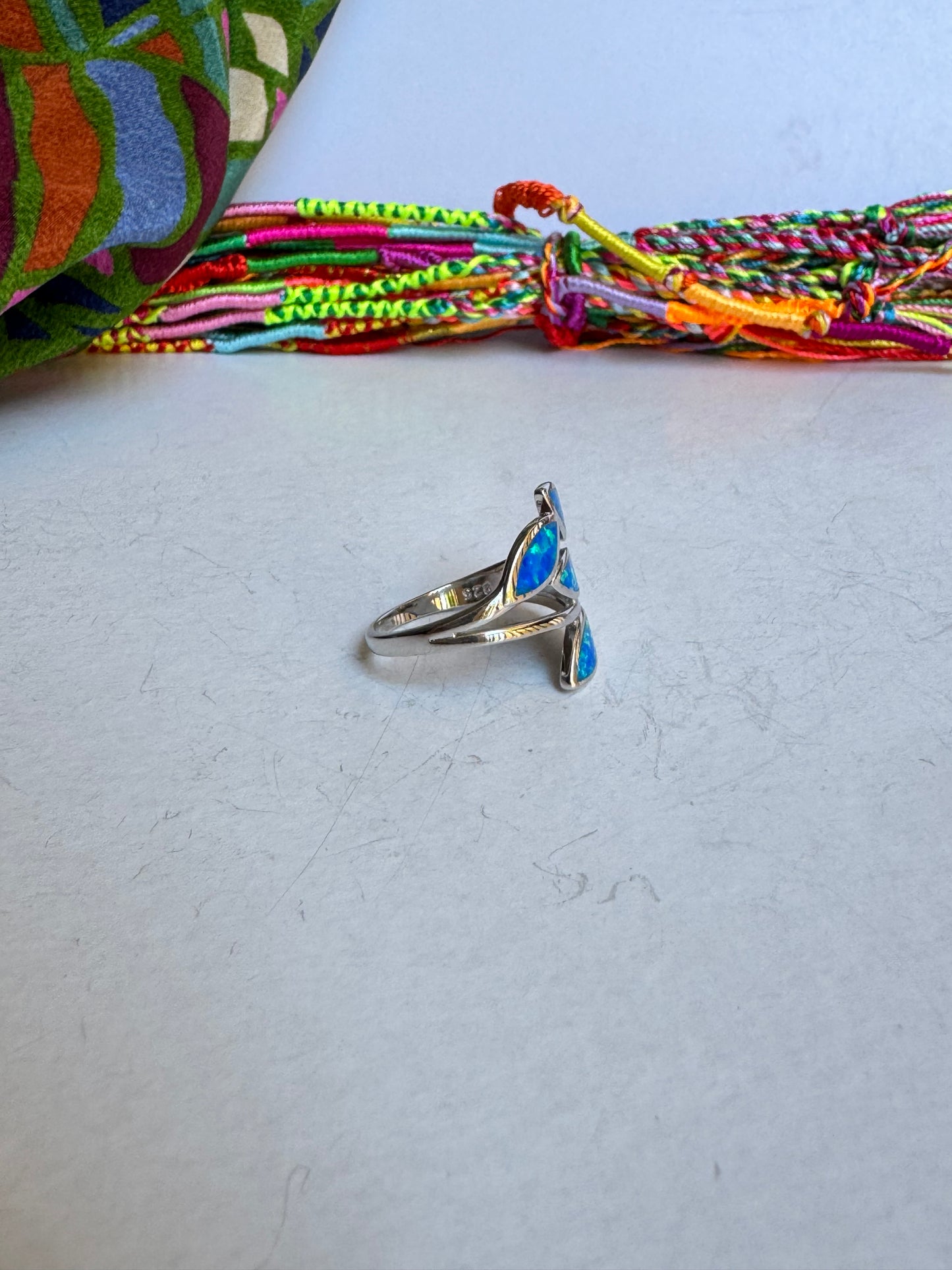 Anello argento 925 opale blu misura 19 - 3OP