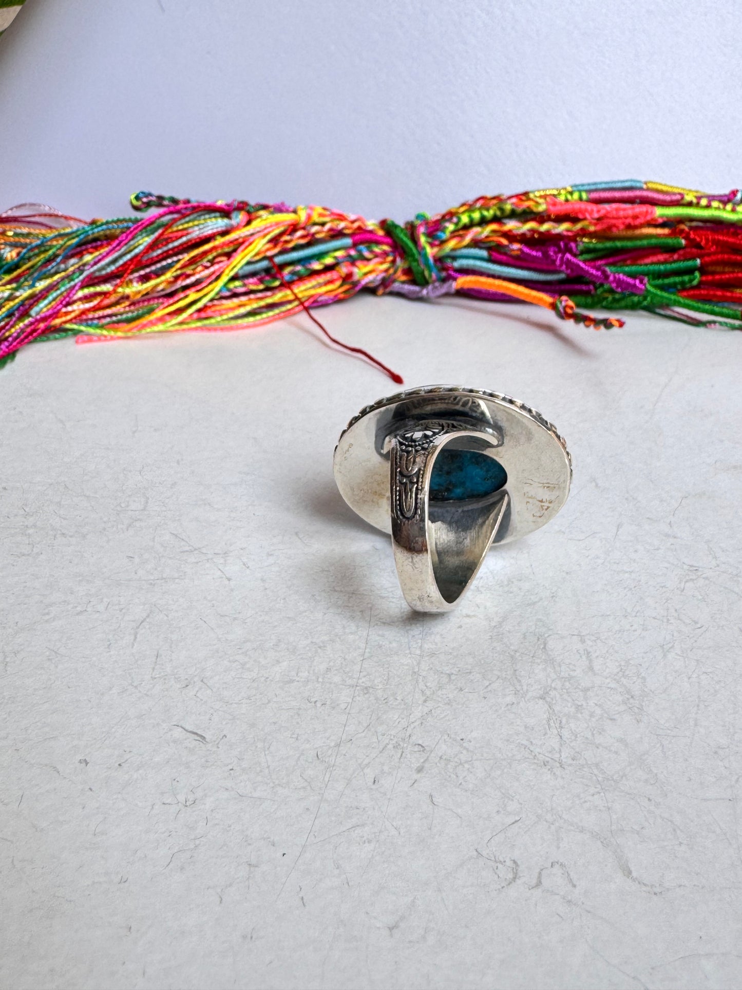Anello argento 925 copper turquoise turchese misura 28 8V