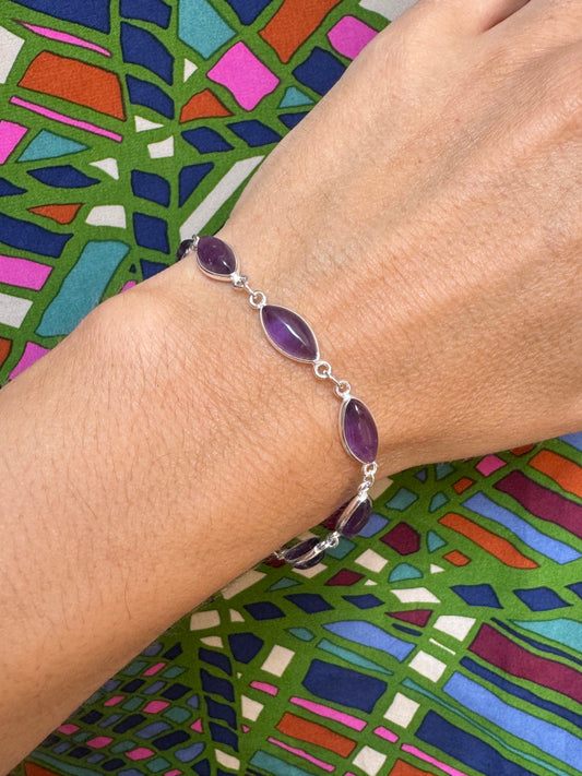 925 Silber Amethyst Armband B53