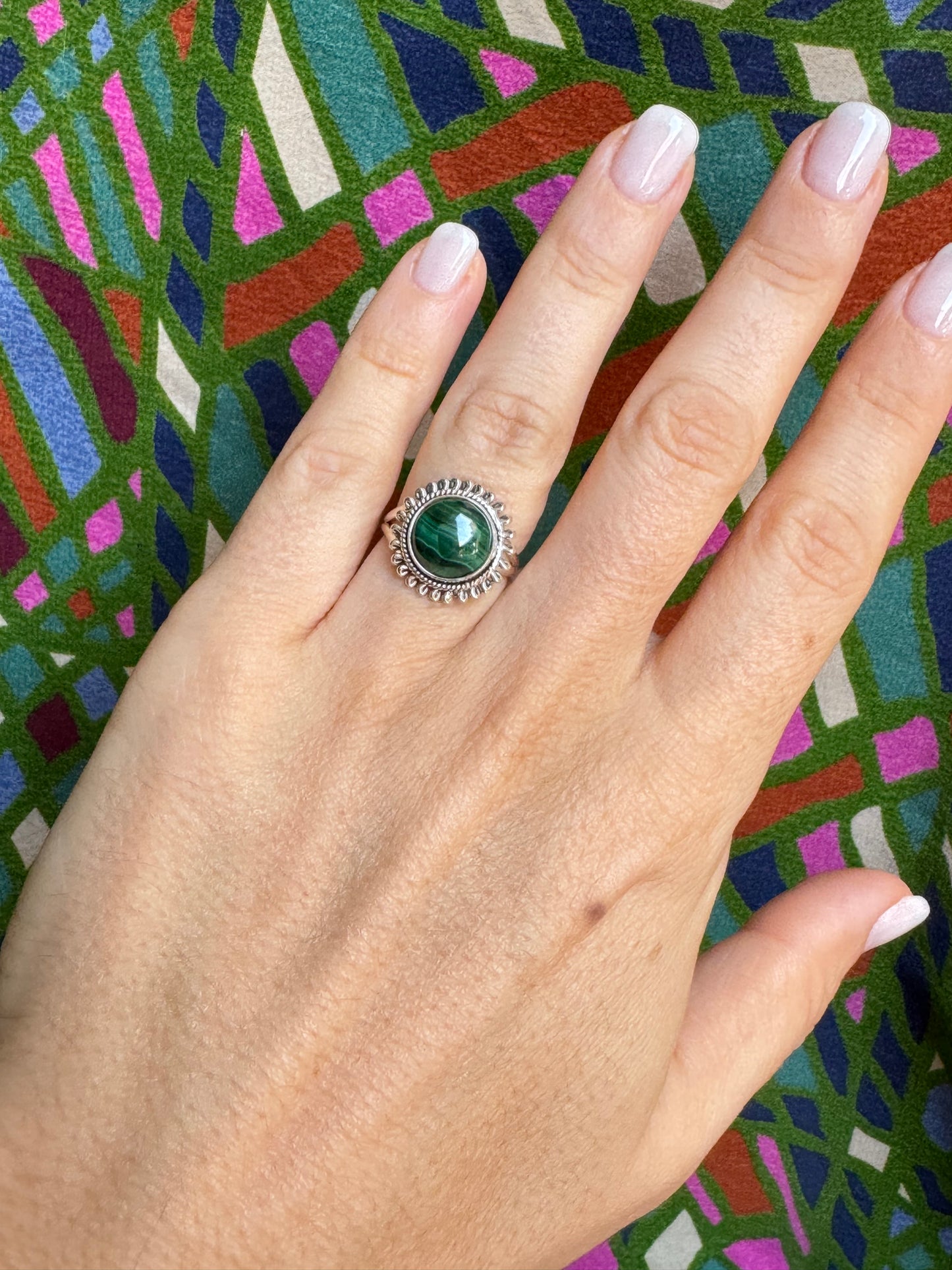 Anello argento925 malachite T97