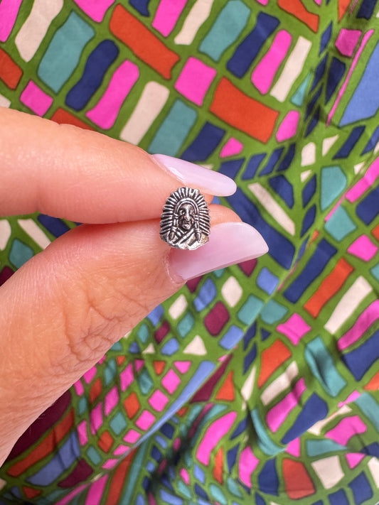 Single earring in 925 silver with an Indian chief