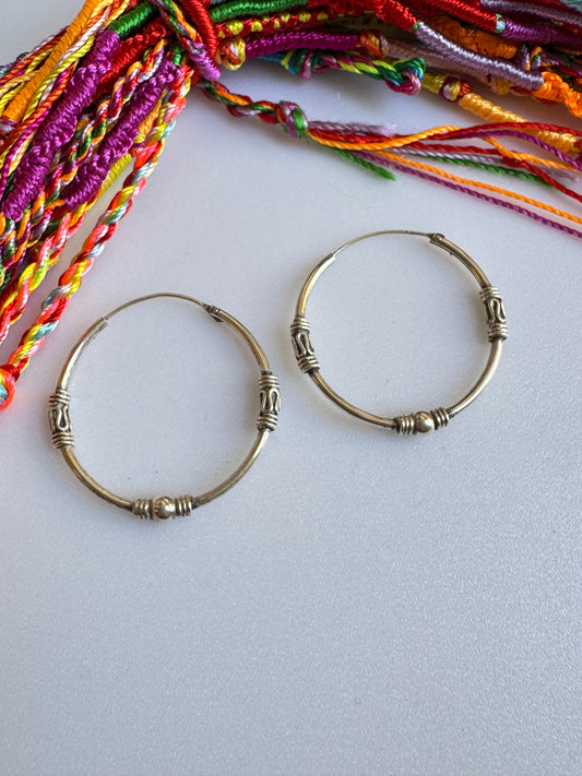 Orecchino singolo cerchio boho argento 925 3 cm W40 difettato