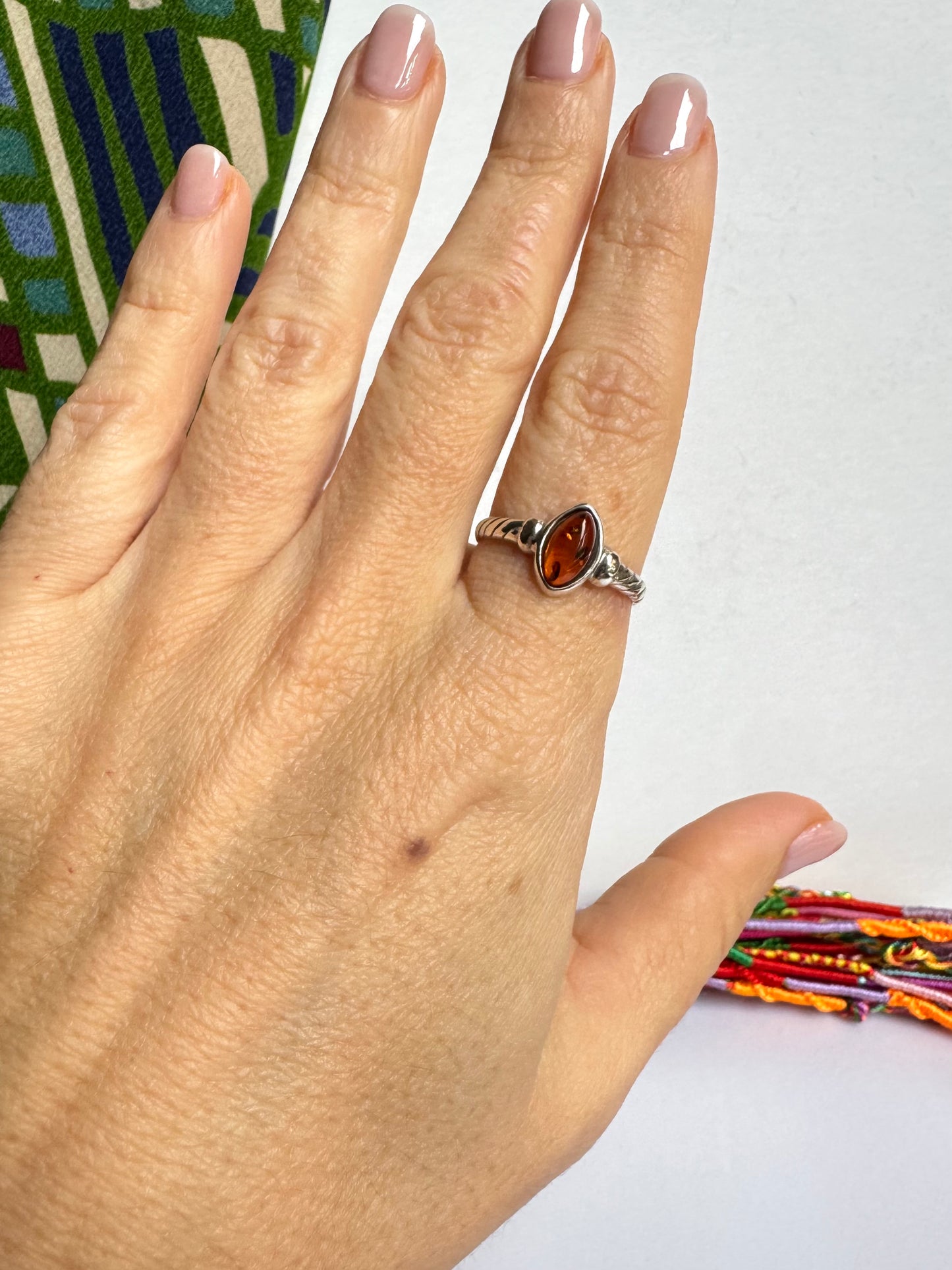 Anello argento 925 ambra misura 21 - 27AMB