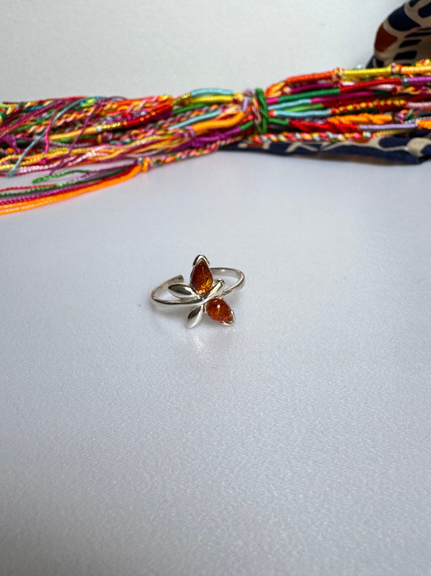 Anello argento 925 ambra misura 15 regolabile 9AMB