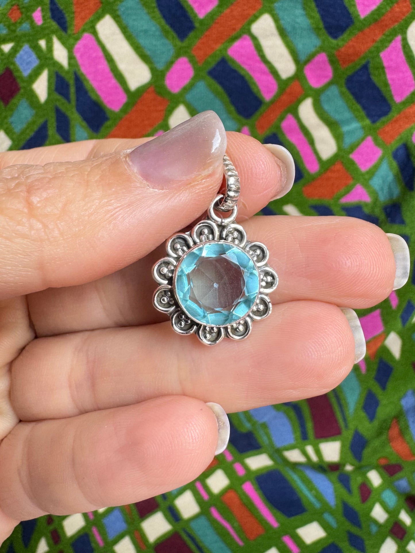 925 silver aquamarine pendant