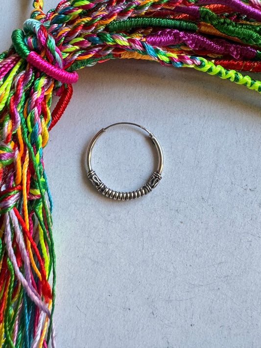 Single boho hoop earring in 925 silver