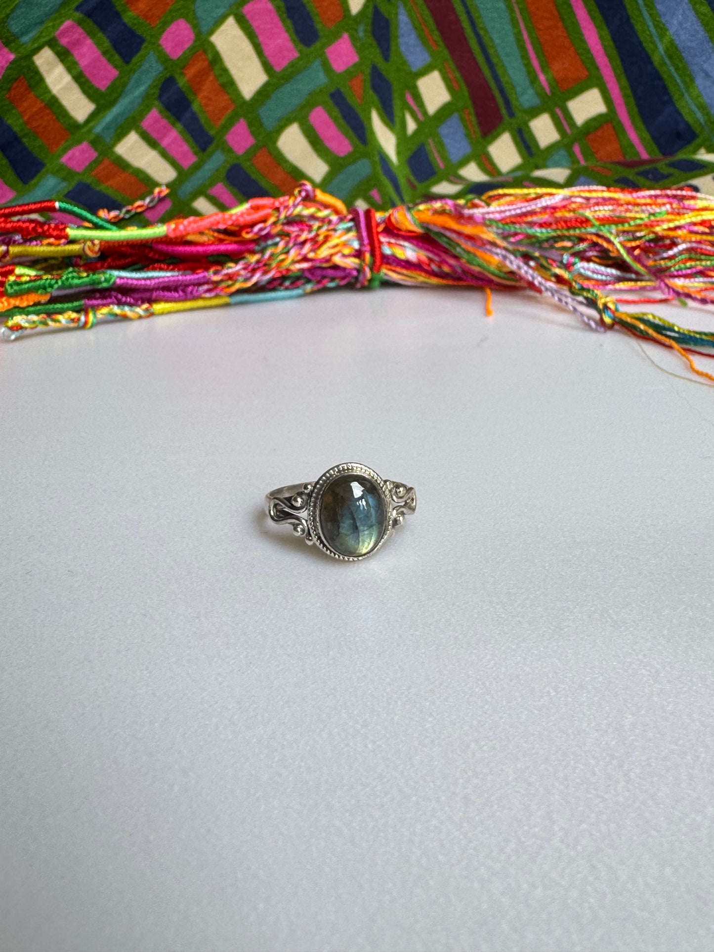 Labradoritring aus 925er Sterlingsilber, Größe 16/17 - 7LA