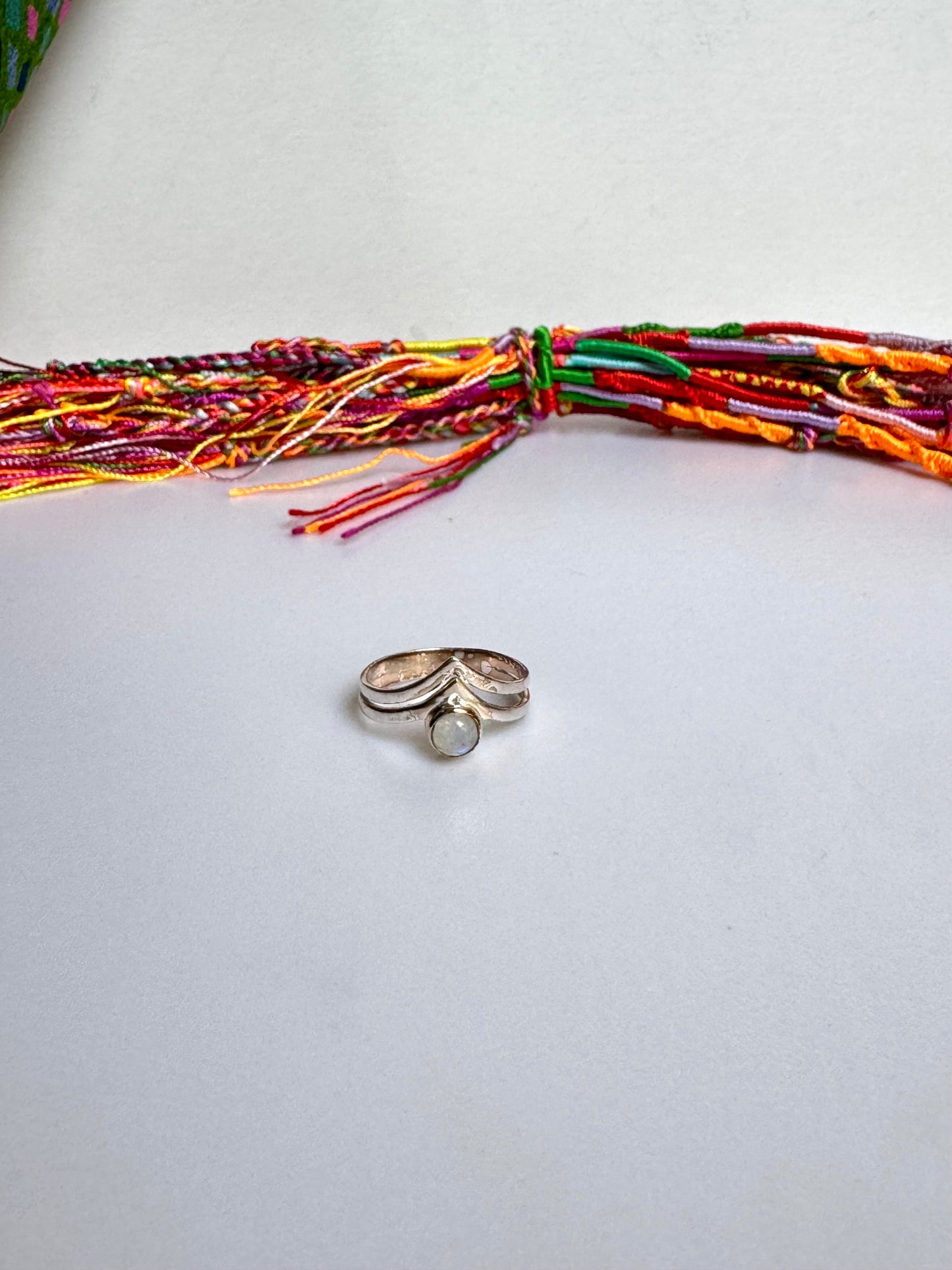 Anello argento 925 Pietra di luna arcobaleno misura 19/20 - 11SZ