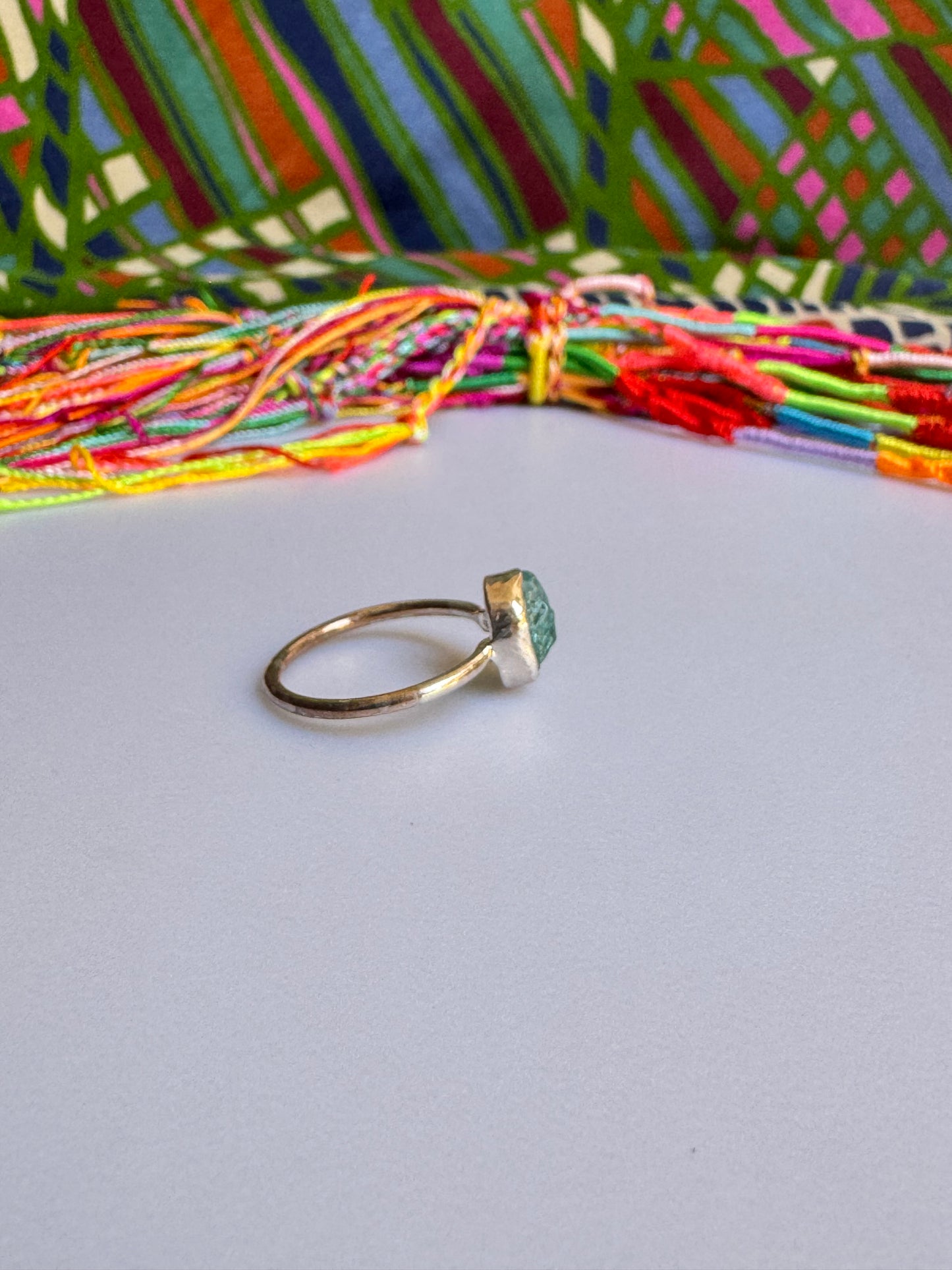 Roher Aquamarin-Silberring Größe 18 – X38