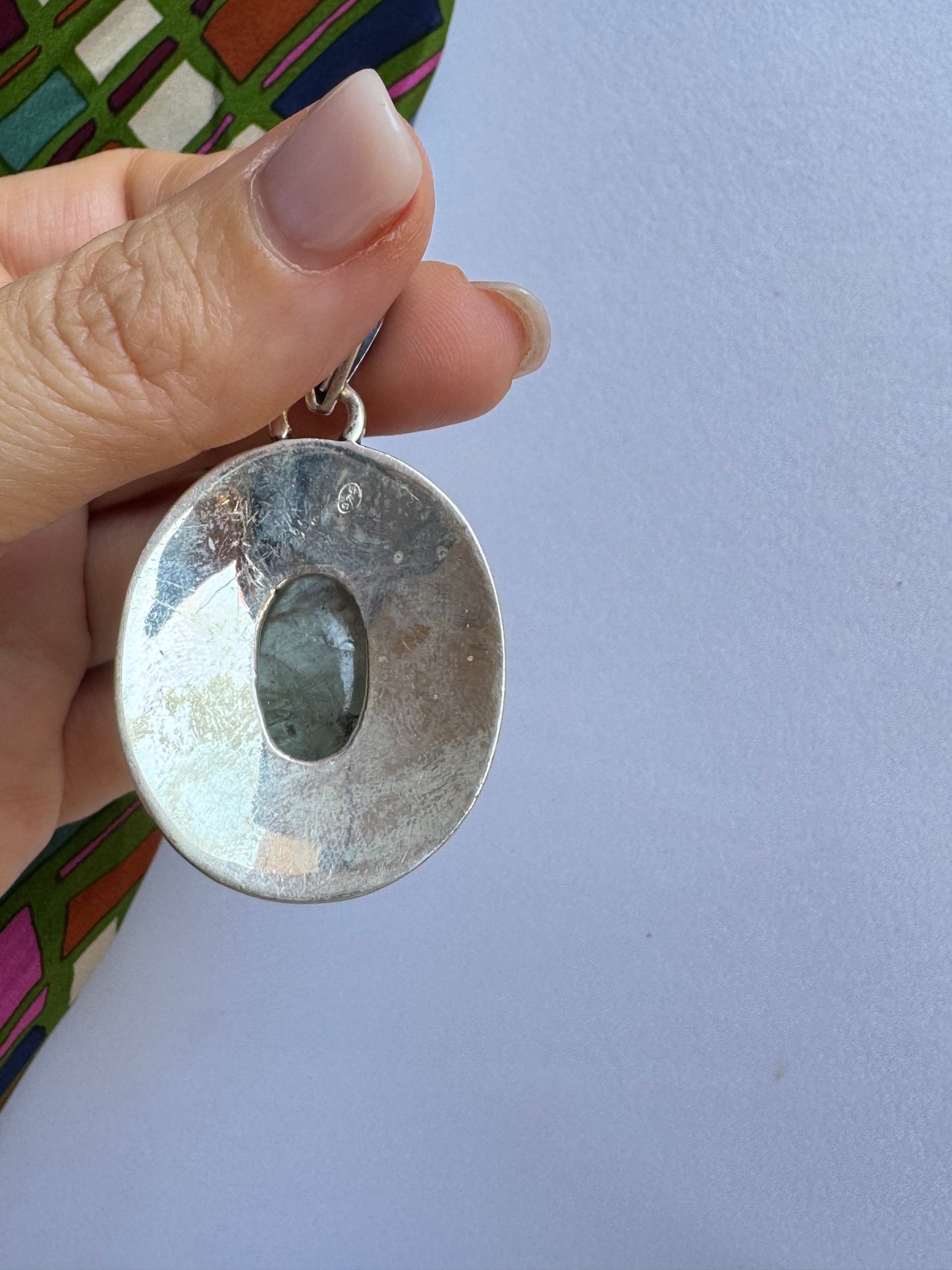 Ciondolo argento 925 giada indiana 31K