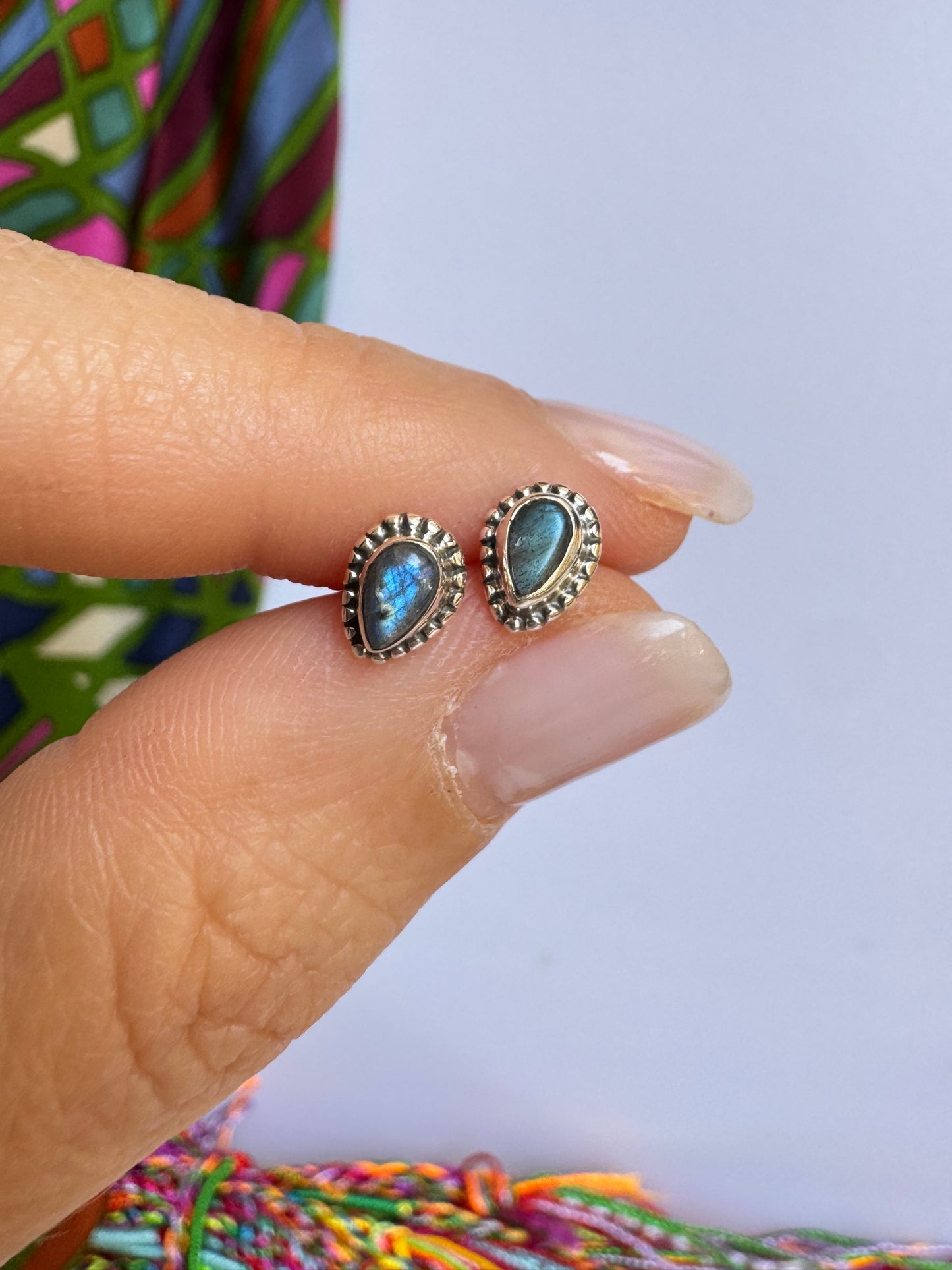 Orecchini mini lobo argento925 labradorite