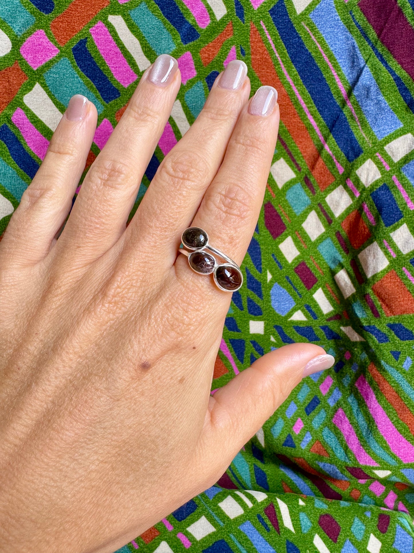 925 silver ring with adjustable tourmaline, size 17 - TA34, defective