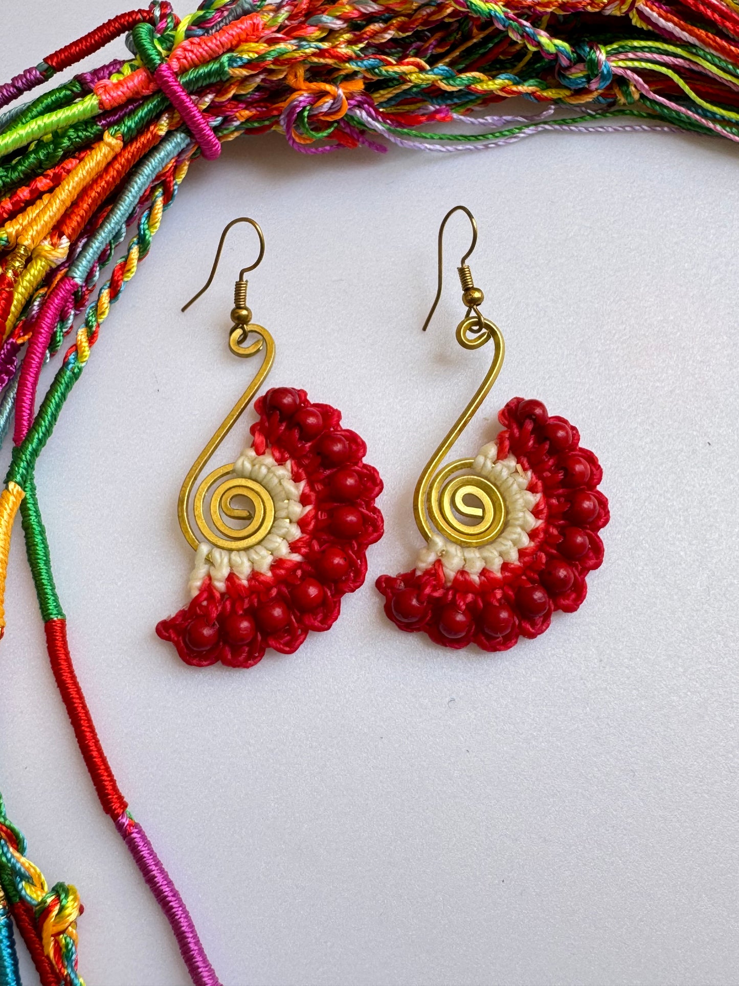 Golden macramé earrings