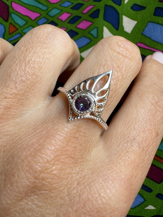 Mystic stone silver ring Z1